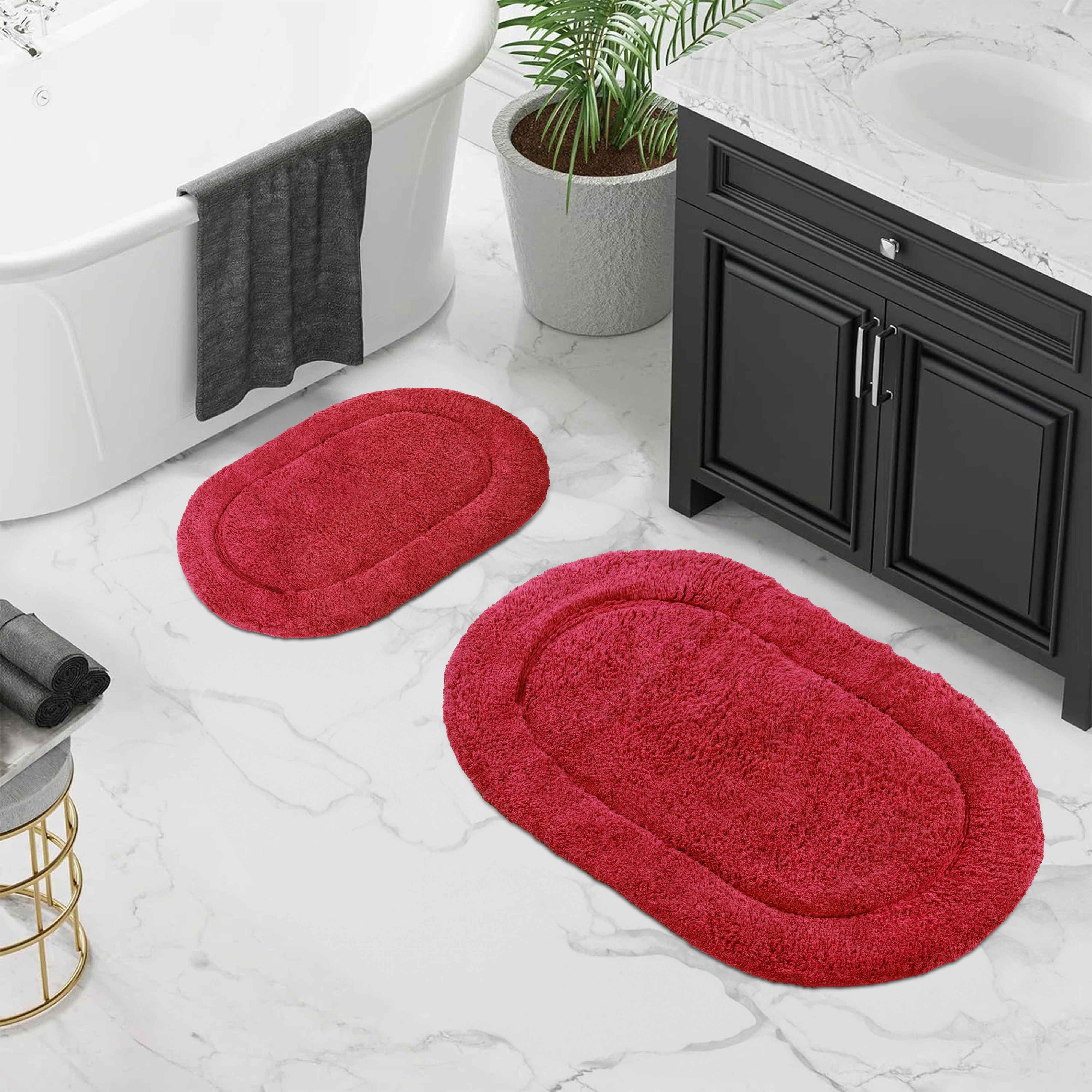 Cotton Oval Solid Non-Skid Washable 2 Piece Bath Rug Set - Bath Rugs by Superior Brand