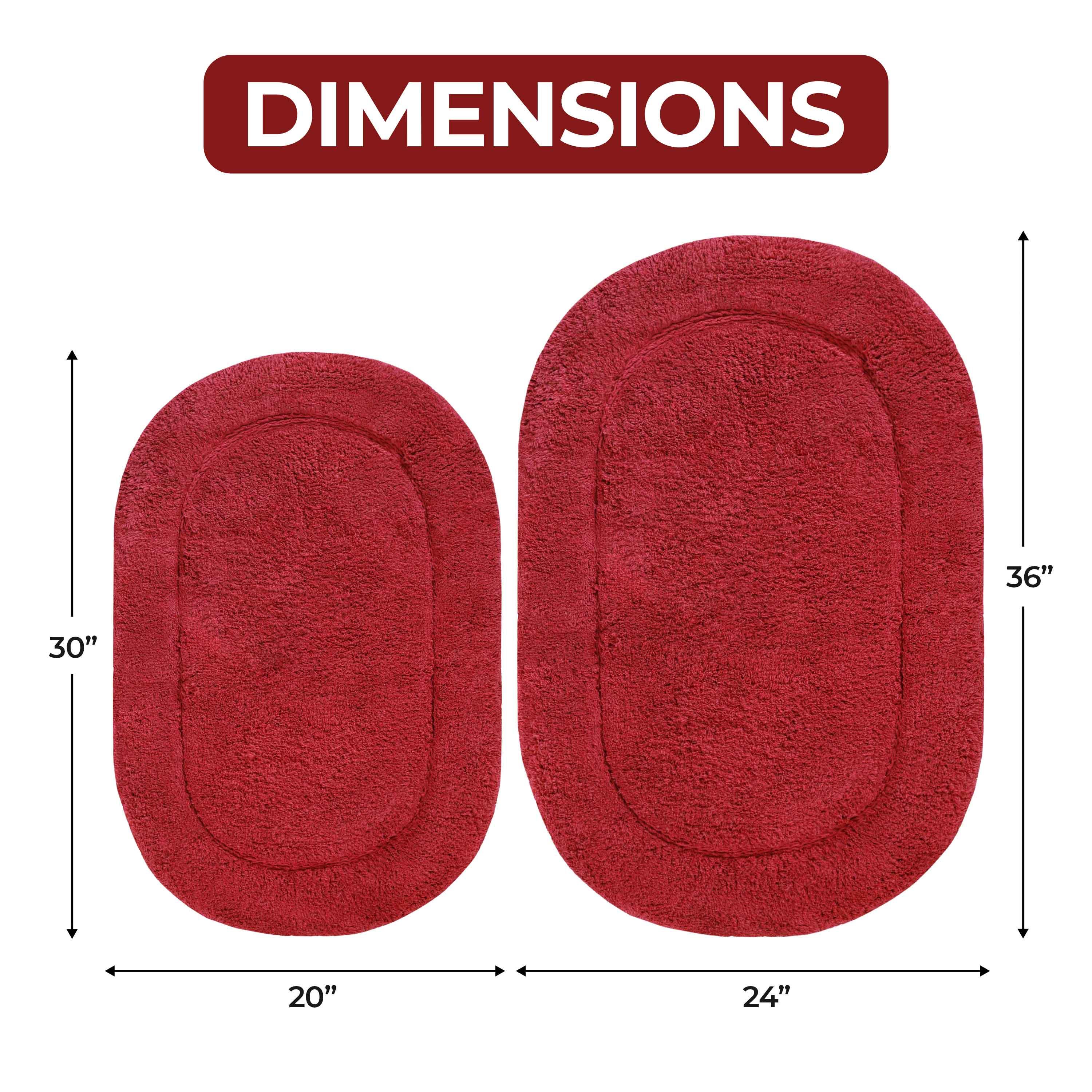 Cotton Oval Solid Non-Skid Washable 2 Piece Bath Rug Set - Bath Rugs by Superior Brand