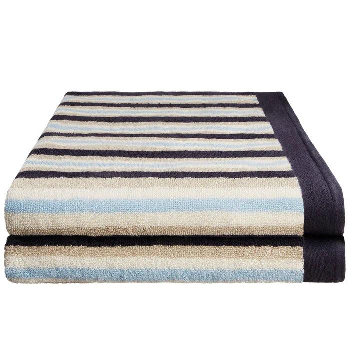 Cotton Striped Medium Weight 2 Piece Bath Towel Set - Bath Towel by Superior Brand