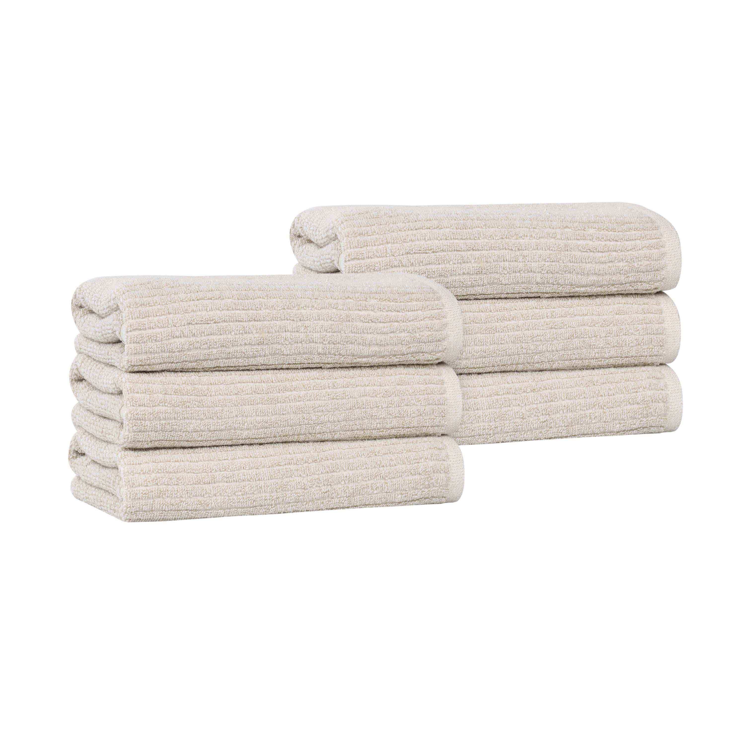 Destin Cotton Blend Medium Weight Ribbed Hand Towels, Set of 6 - Hand Towel by Superior Brand