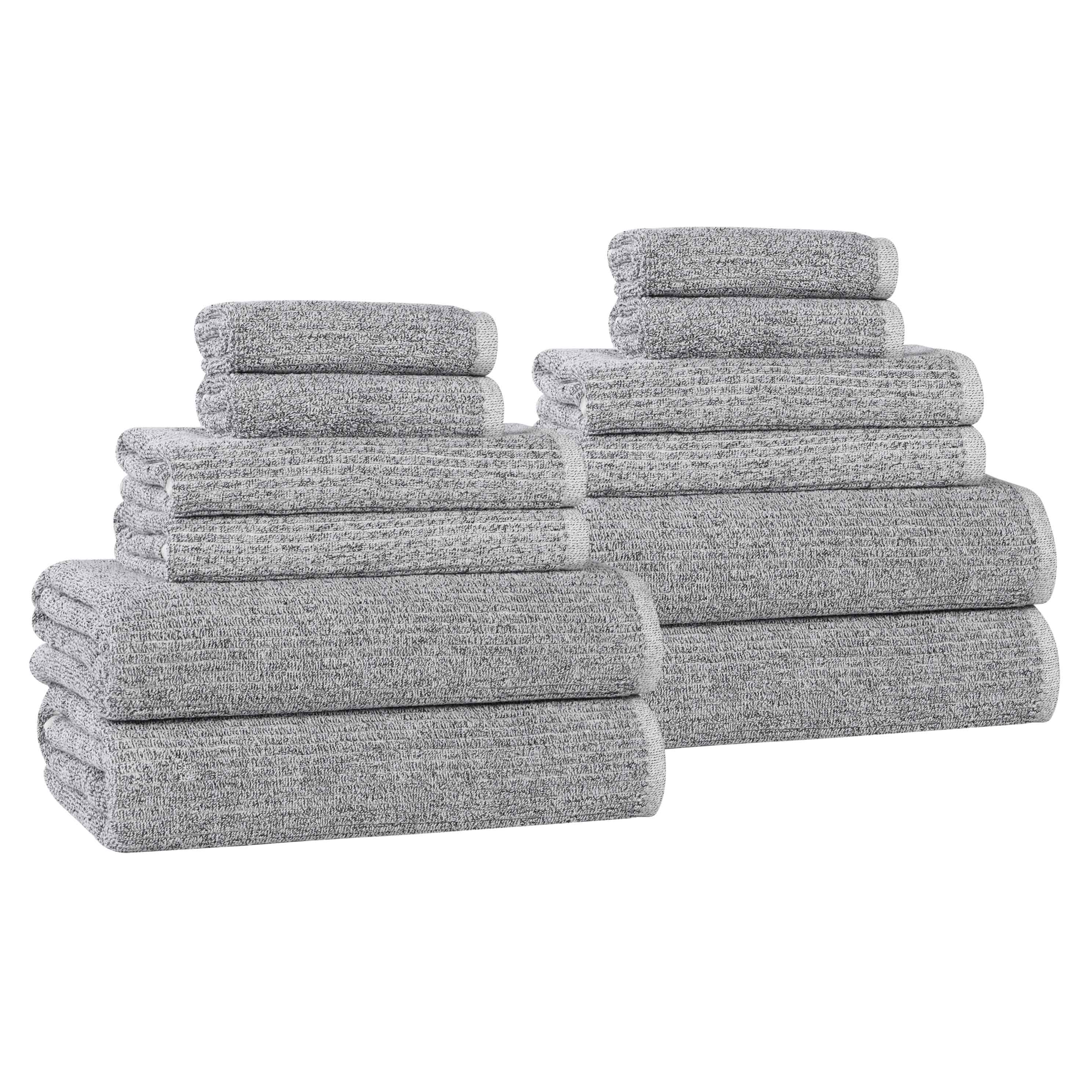 Destin Cotton Blend Medium Weight Textured Ribbed 12 Piece Towel Set - Towel Set by Superior Brand