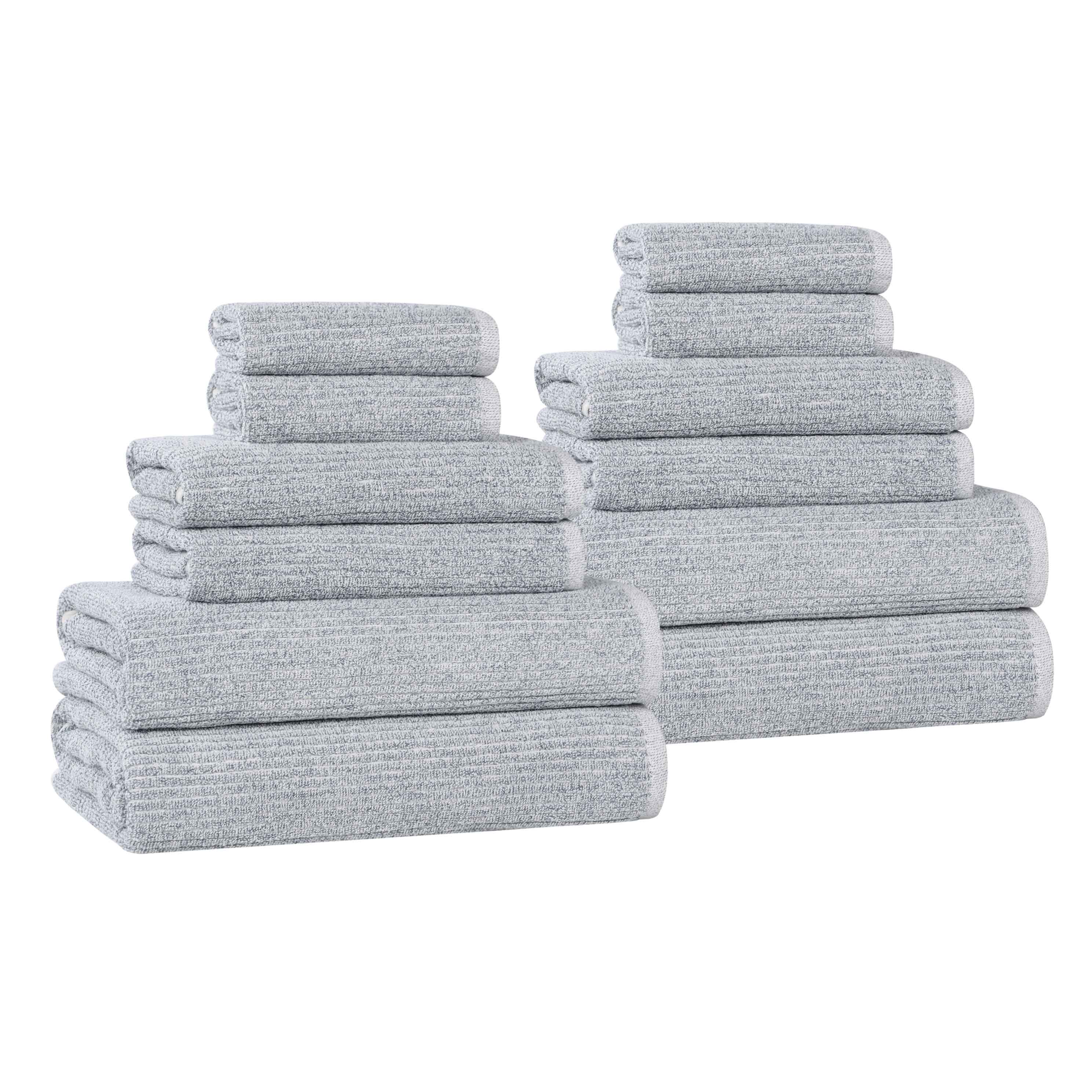 Destin Cotton Blend Medium Weight Textured Ribbed 12 Piece Towel Set - Towel Set by Superior Brand