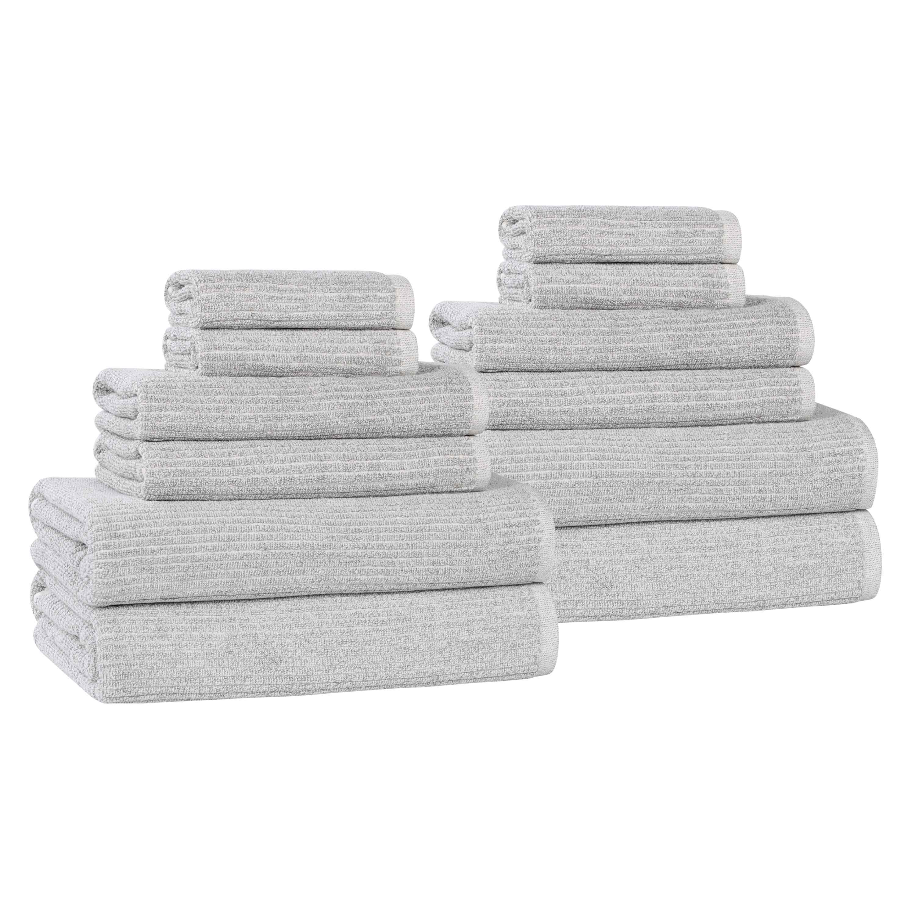 Destin Cotton Blend Medium Weight Textured Ribbed 12 Piece Towel Set - Towel Set by Superior Brand
