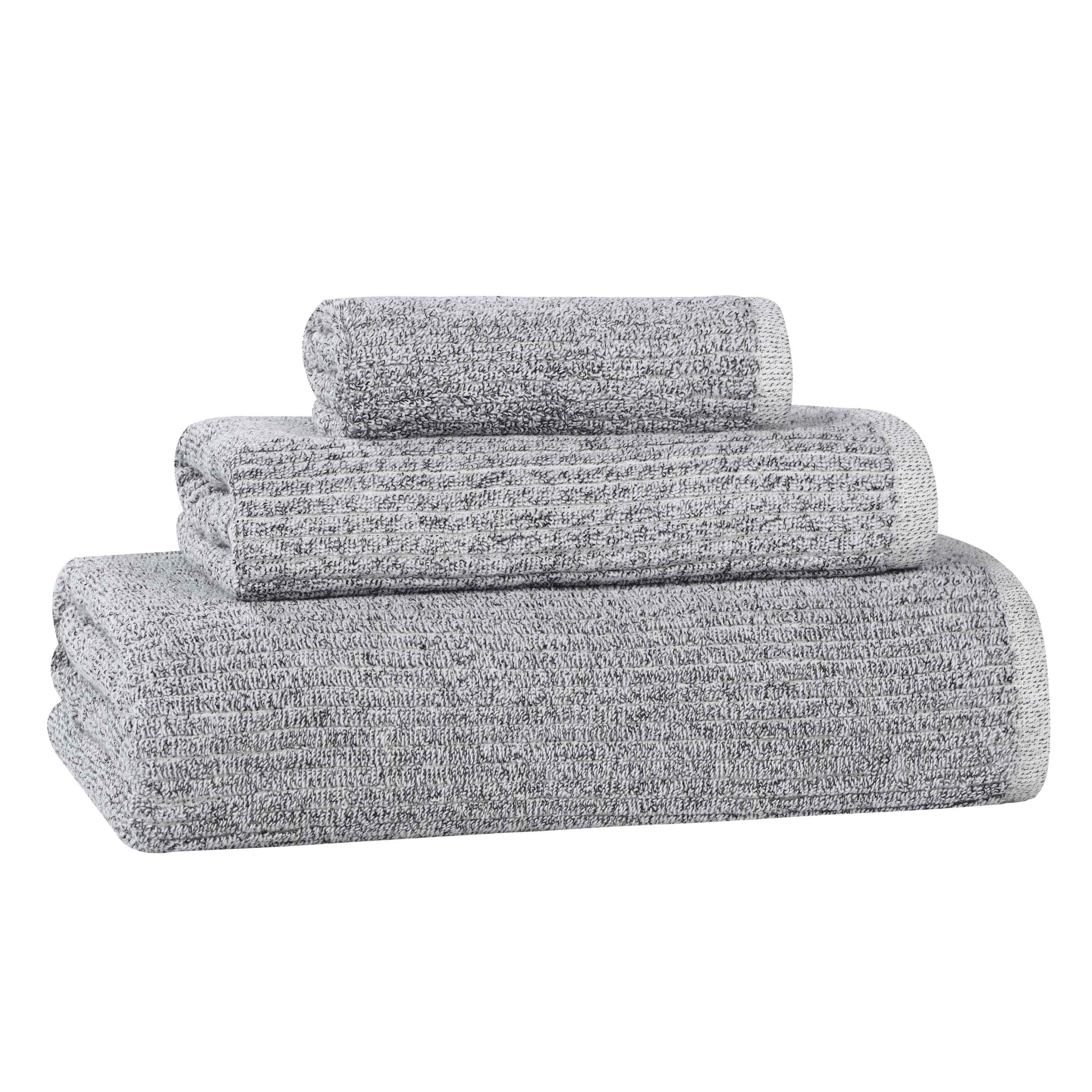 Destin Cotton Blend Medium Weight Textured Ribbed 3 Piece Towel Set - Towel Set by Superior Brand