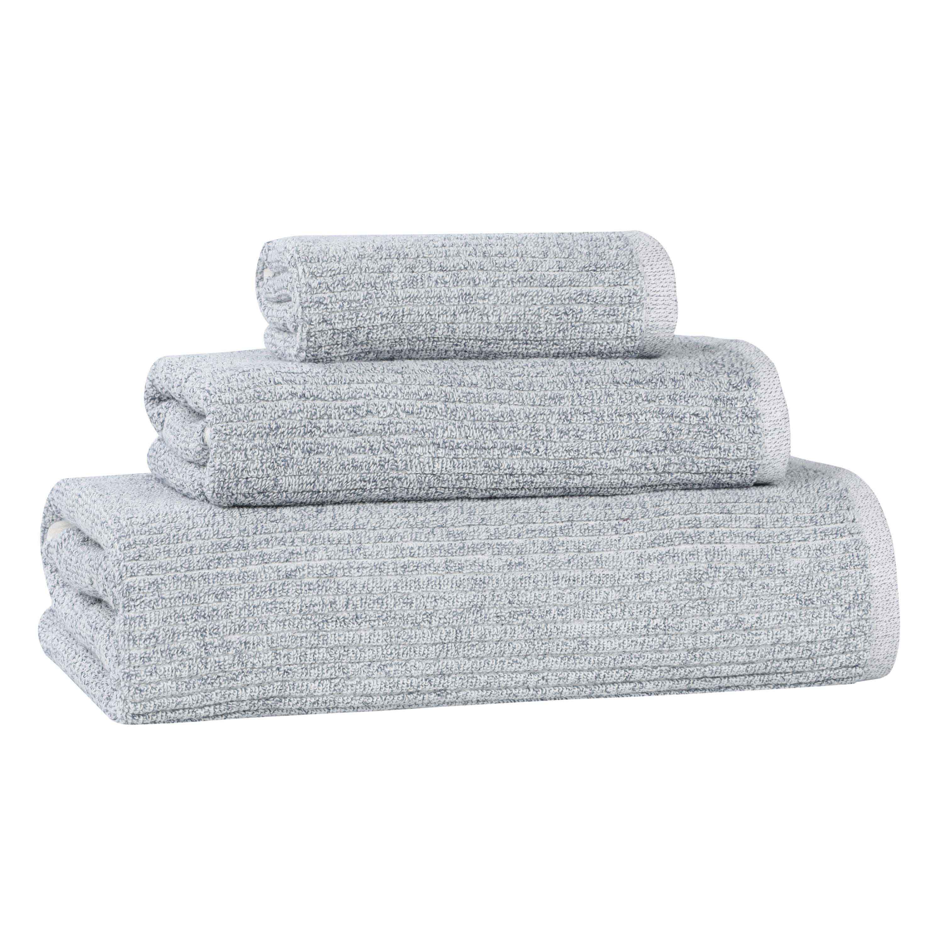Destin Cotton Blend Medium Weight Textured Ribbed 3 Piece Towel Set - Towel Set by Superior Brand