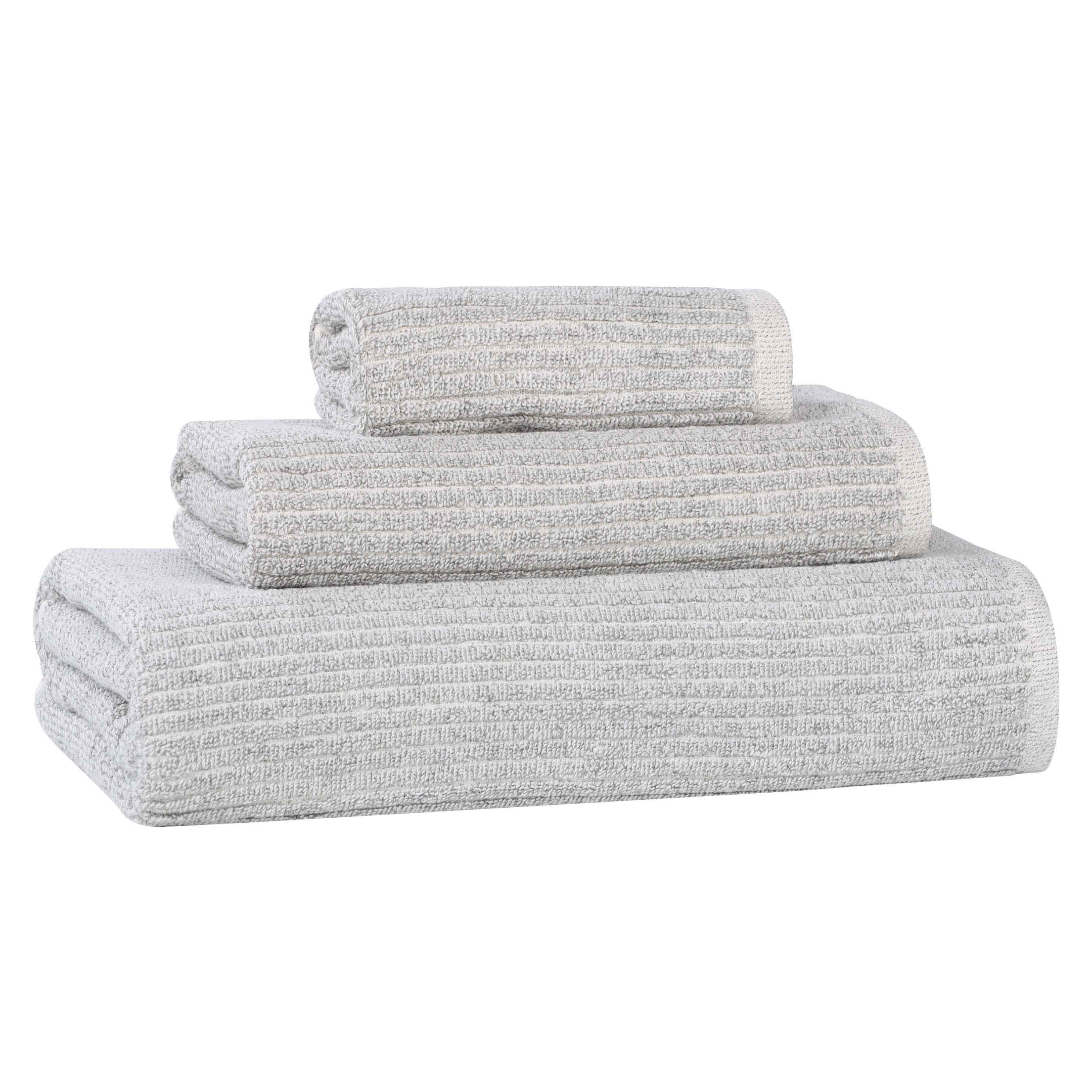 Destin Cotton Blend Medium Weight Textured Ribbed 3 Piece Towel Set - Towel Set by Superior Brand