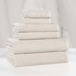 Destin Cotton Blend Medium Weight Textured Ribbed 6 Piece Towel Set - Towel Set by Superior