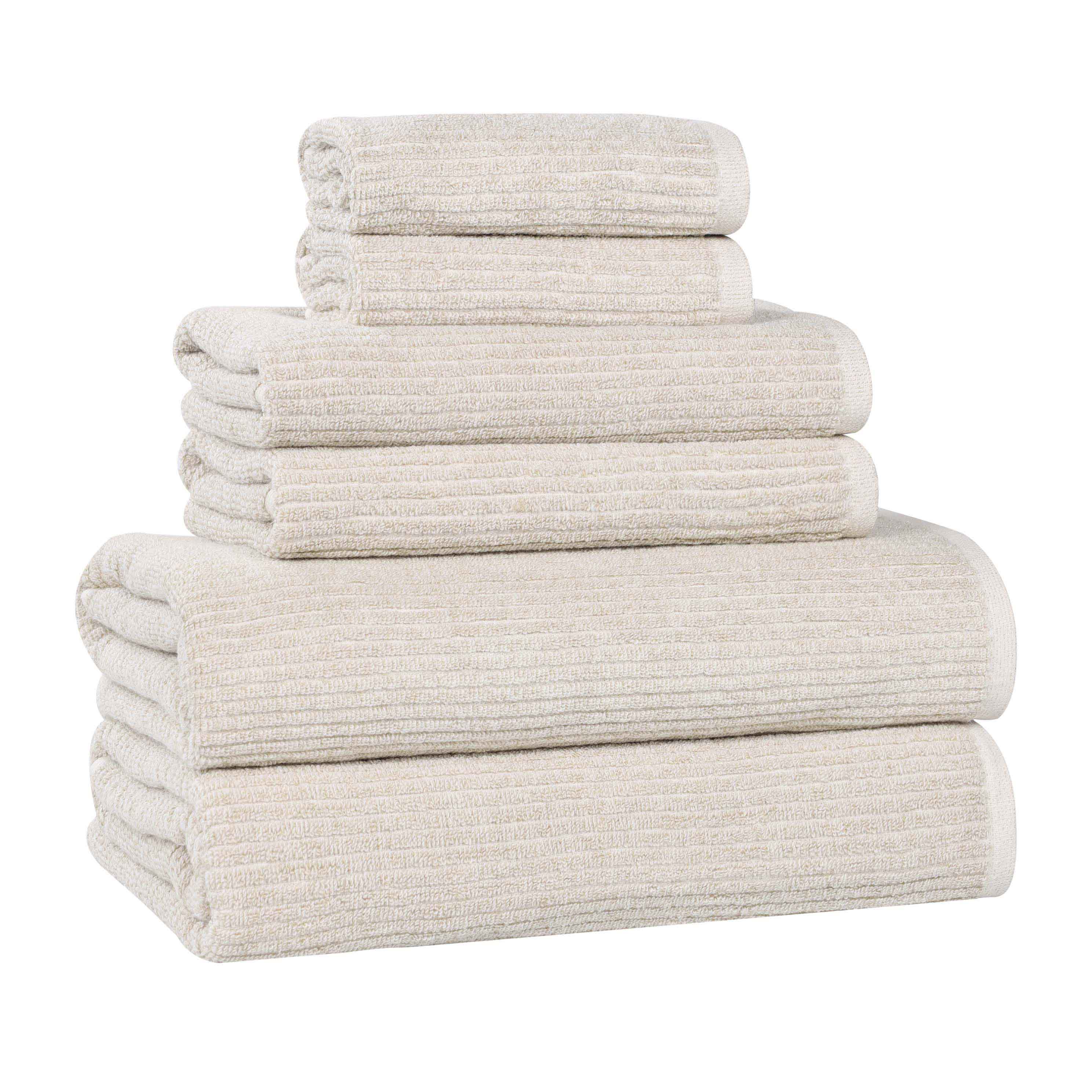 Destin Cotton Blend Medium Weight Textured Ribbed 6 Piece Towel Set - Towel Set by Superior