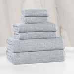 Destin Cotton Blend Medium Weight Textured Ribbed 6 Piece Towel Set - Towel Set by Superior