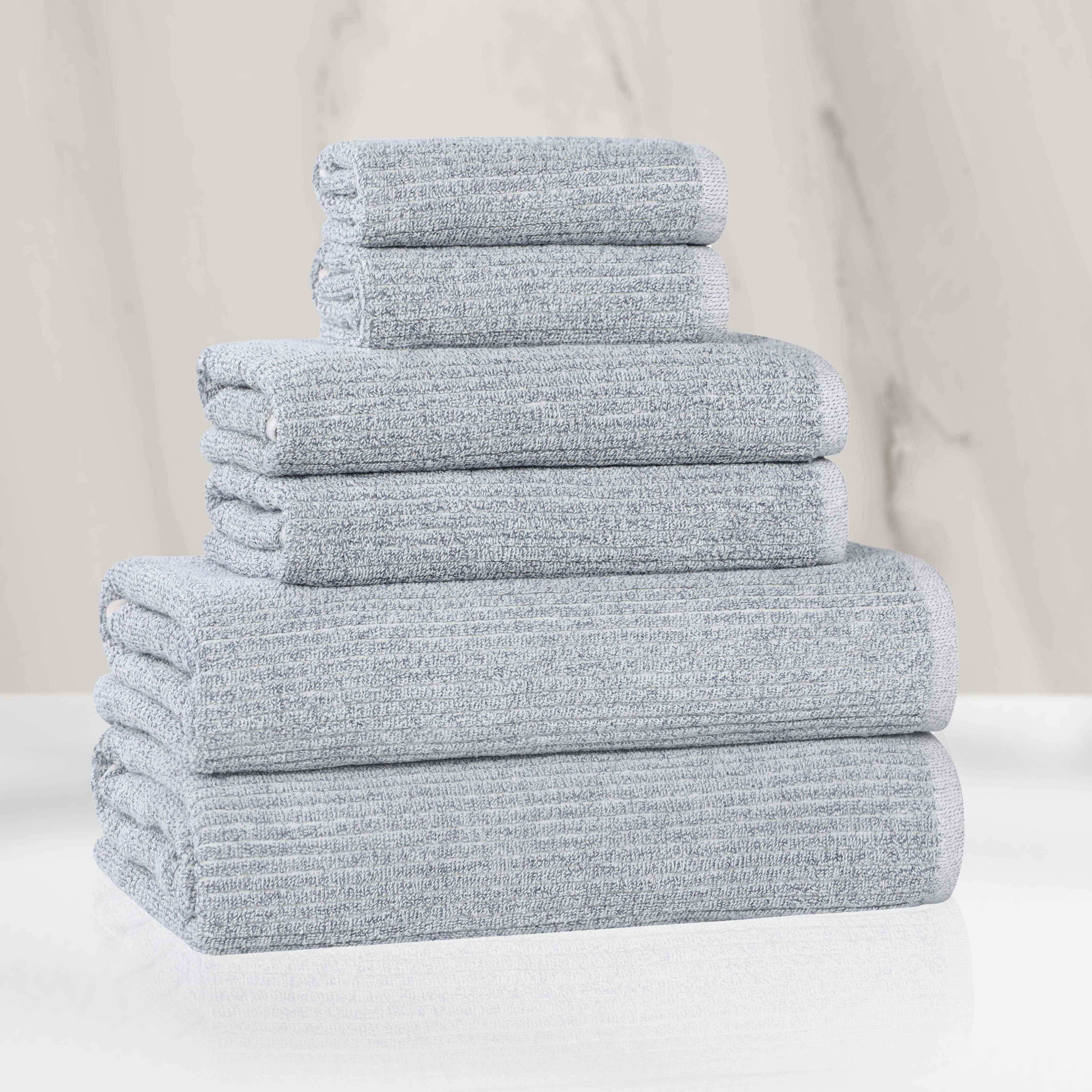 Destin Cotton Blend Medium Weight Textured Ribbed 6 Piece Towel Set - Towel Set by Superior