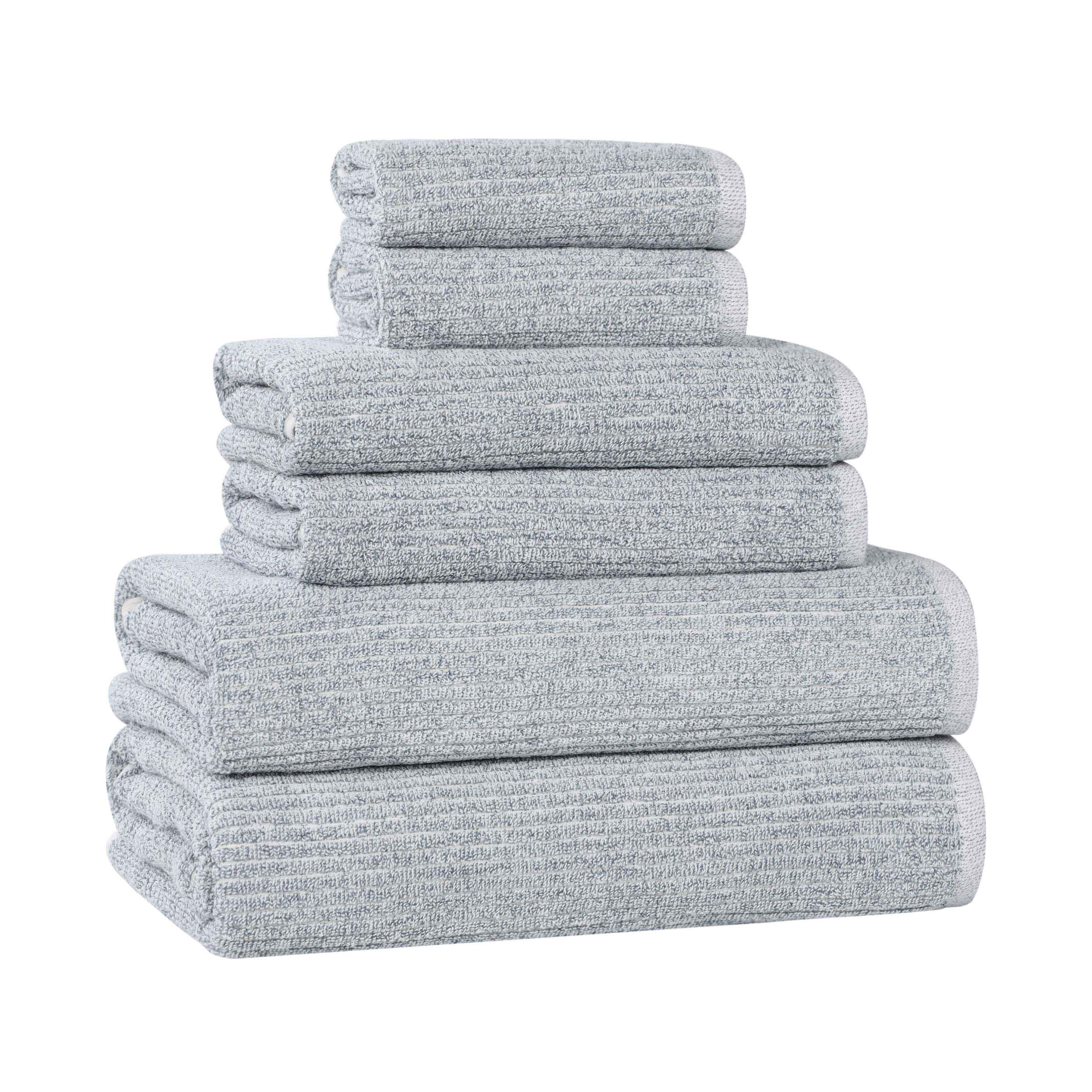 Destin Cotton Blend Medium Weight Textured Ribbed 6 Piece Towel Set - Towel Set by Superior