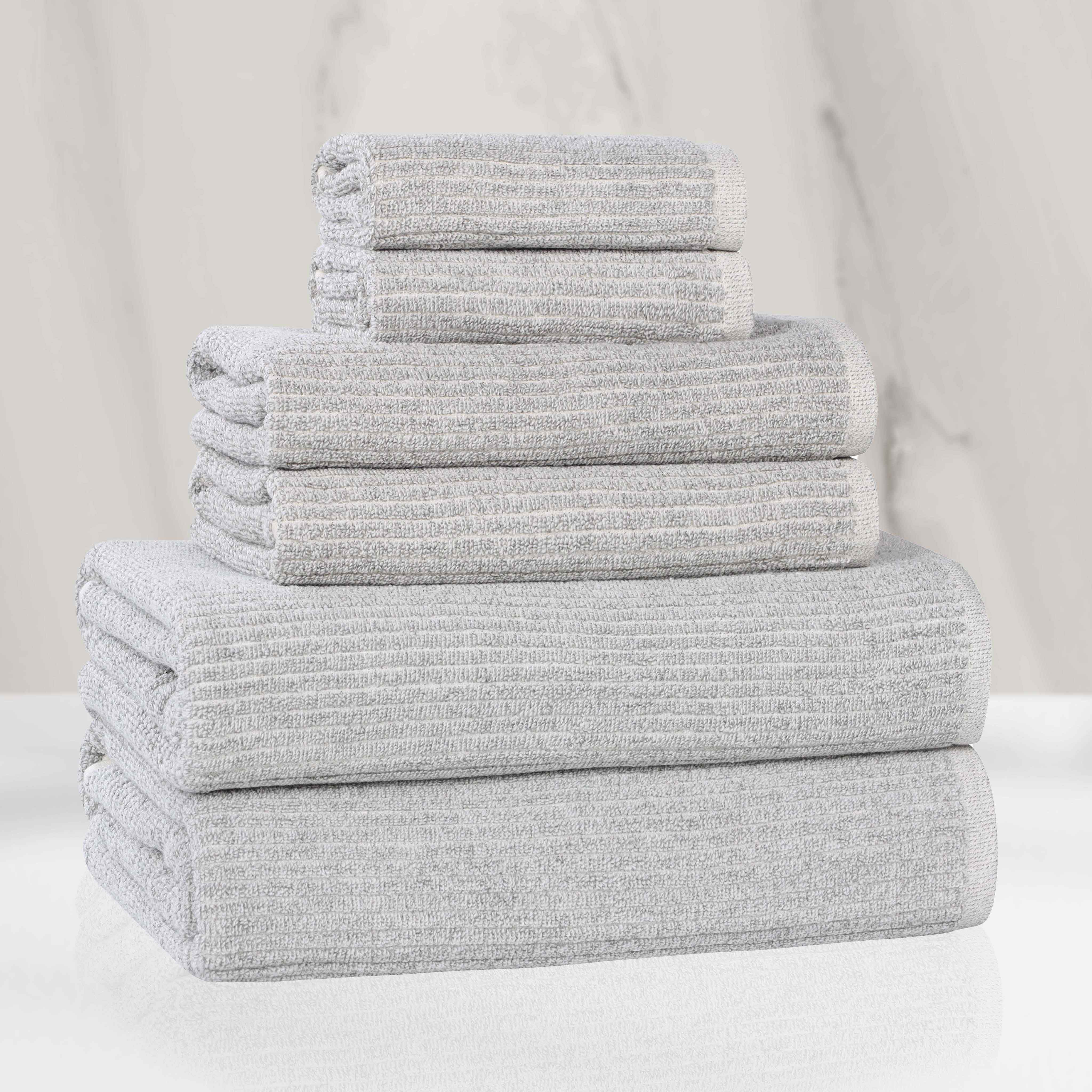 Destin Cotton Blend Medium Weight Textured Ribbed 6 Piece Towel Set - Towel Set by Superior Brand
