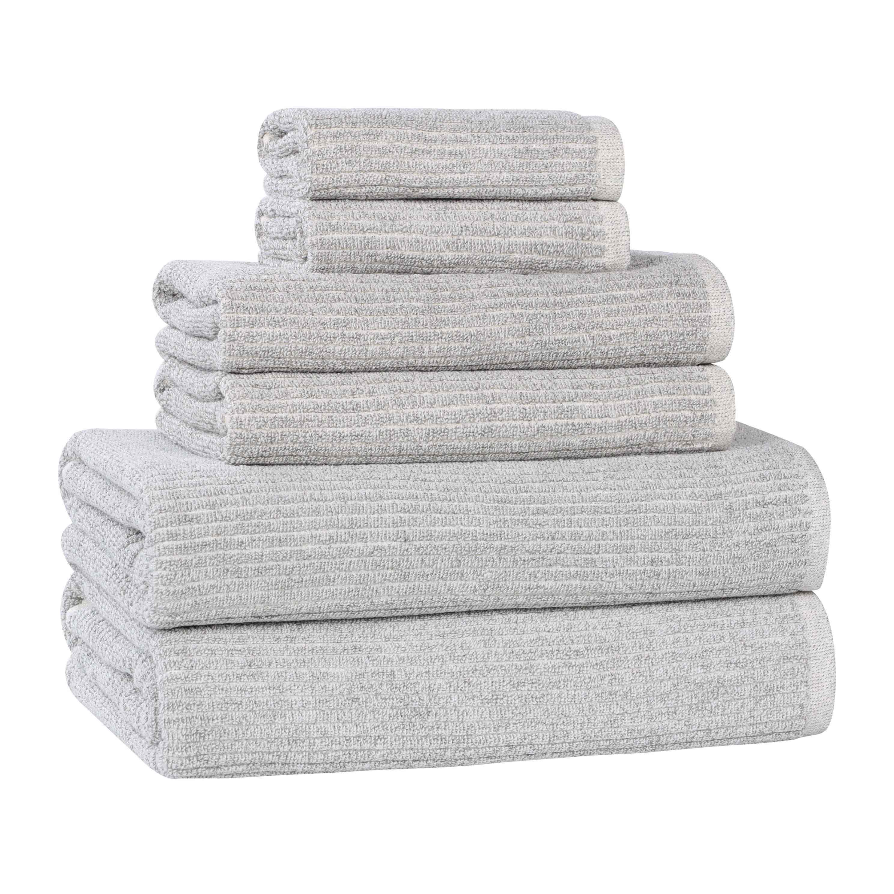 Destin Cotton Blend Medium Weight Textured Ribbed 6 Piece Towel Set - Towel Set by Superior