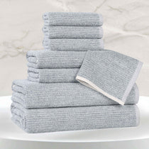 Destin Cotton Blend Medium Weight Textured Ribbed 8 Piece Towel Set - Towel Set by Superior Brand