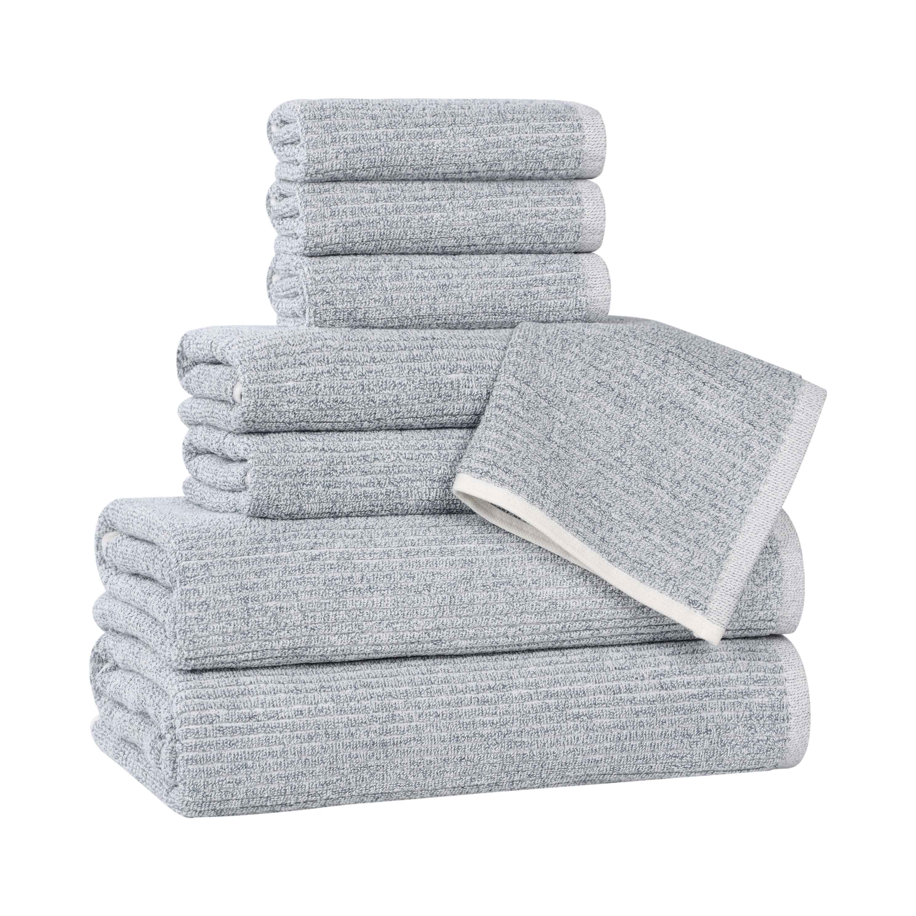 Destin Cotton Blend Medium Weight Textured Ribbed 8 Piece Towel Set - Towel Set by Superior Brand