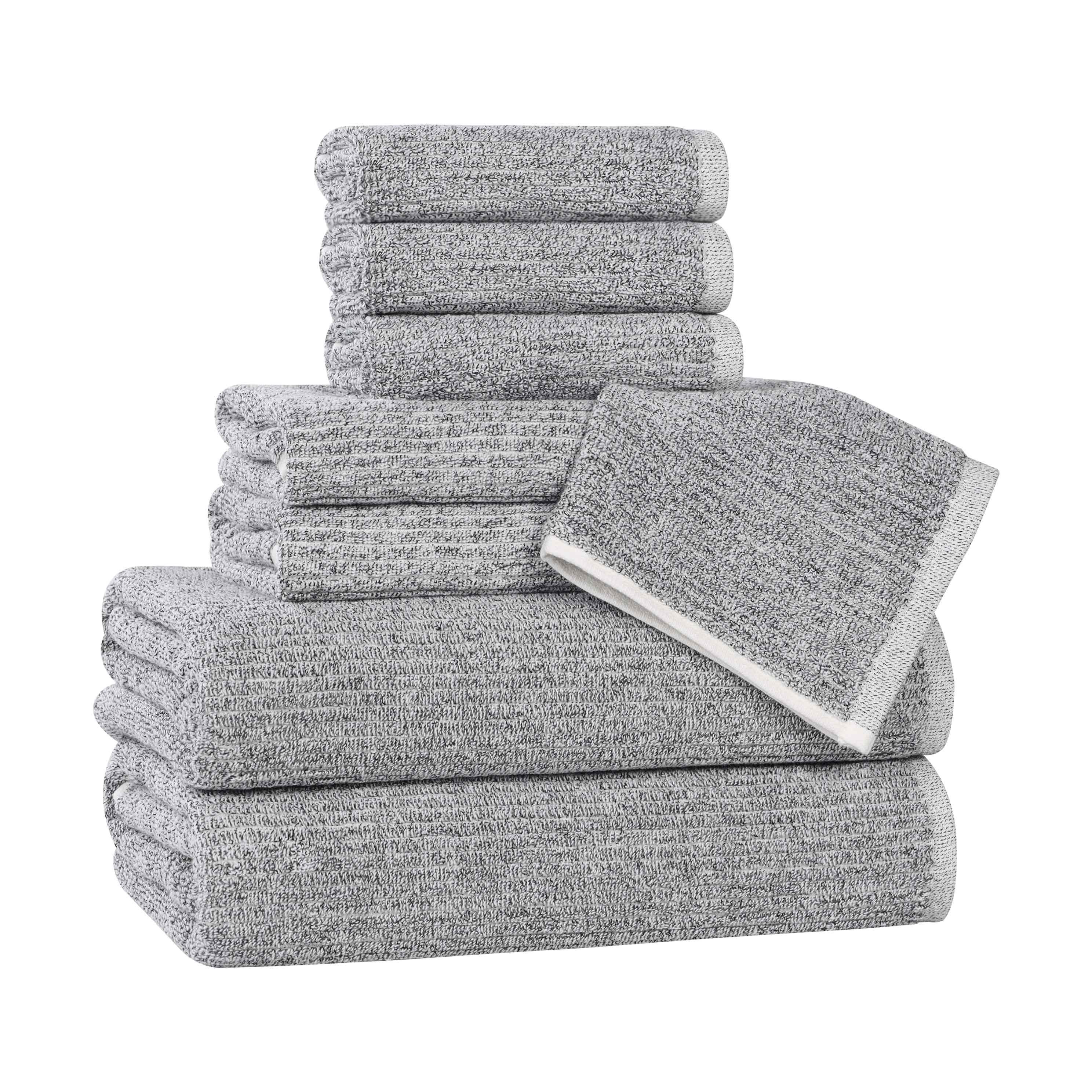 Destin Cotton Blend Medium Weight Textured Ribbed 8 Piece Towel Set - Towel Set by Superior Brand