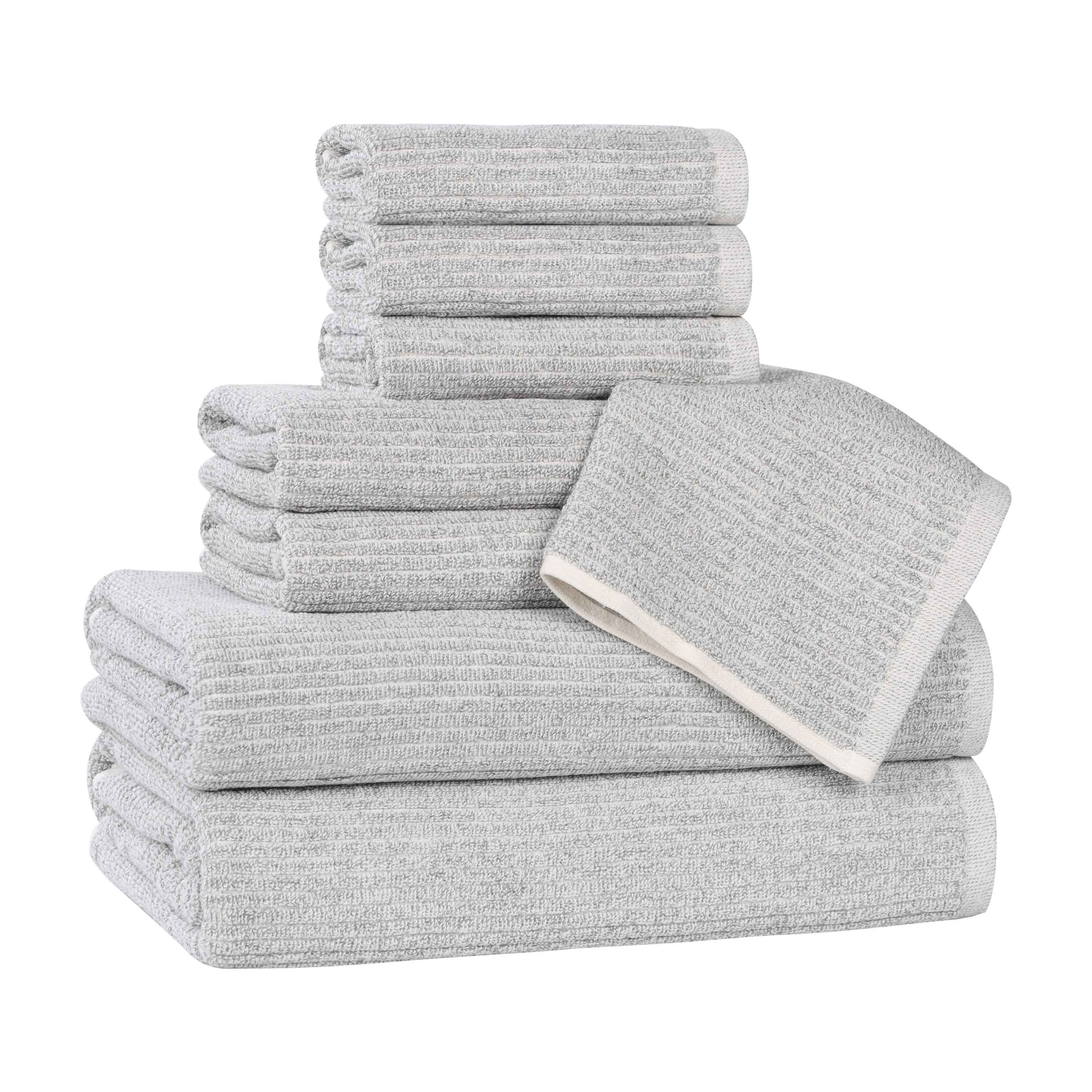 Destin Cotton Blend Medium Weight Textured Ribbed 8 Piece Towel Set - Towel Set by Superior Brand