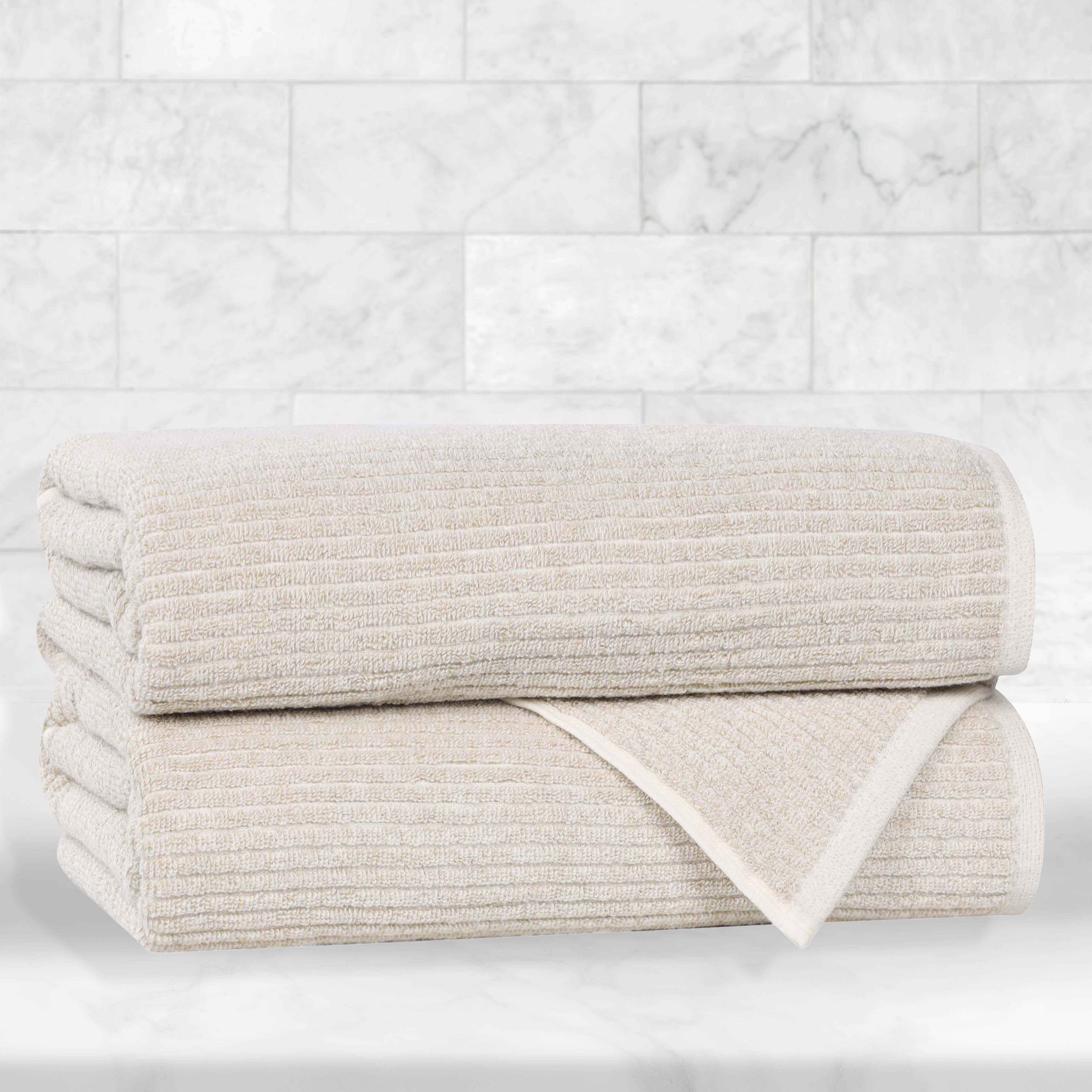 Cotton Blend Medium Weight Ribbed Bath Towel Set of 2 - Bath Towel by Superior Brand