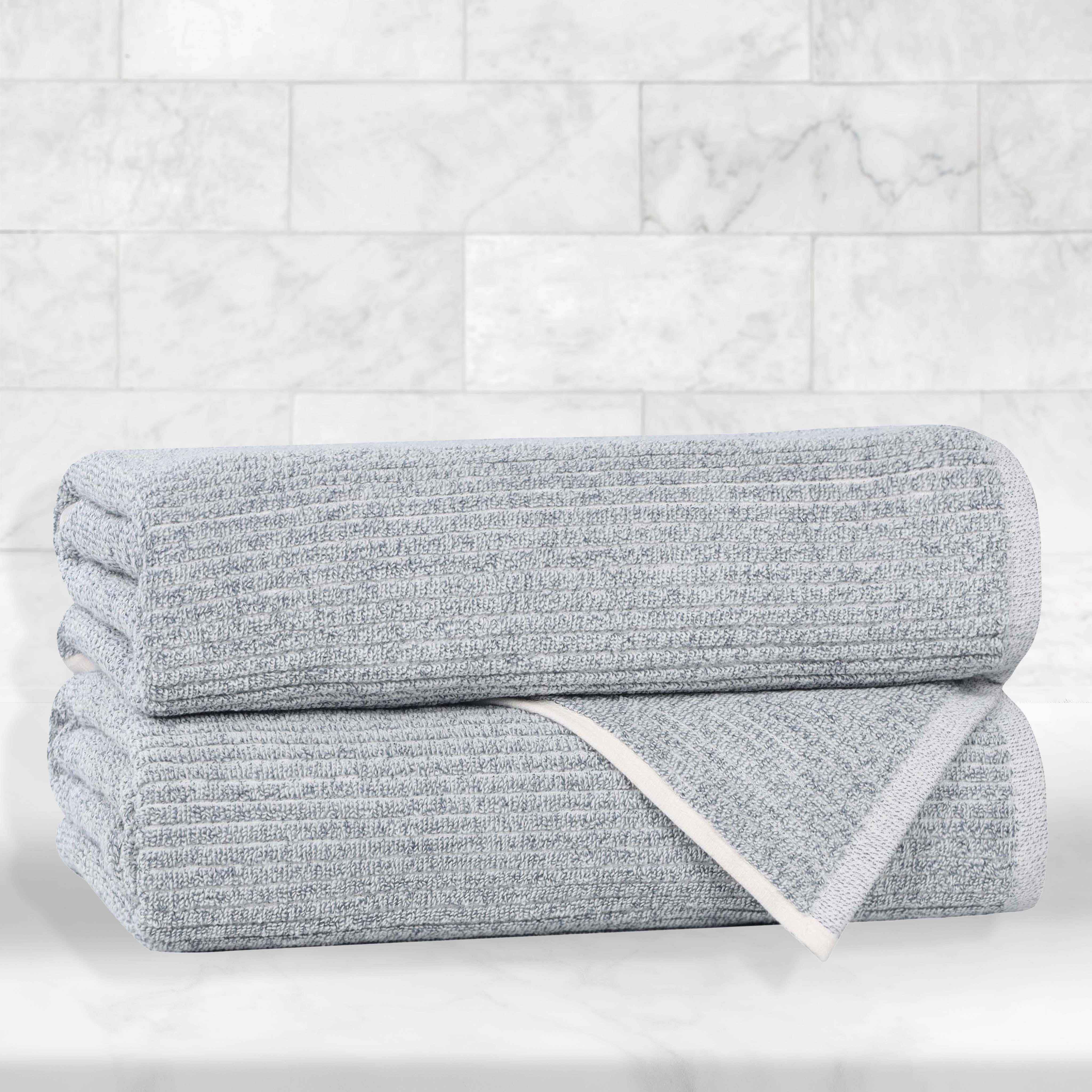 Cotton Blend Medium Weight Ribbed Bath Towel Set of 2 - Bath Towel by Superior Brand