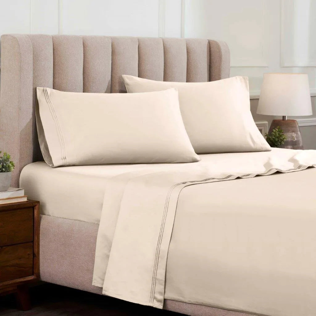 Egyptian Cotton Sateen Sheet Set 1500 Thread Count Ivory - Superior ...