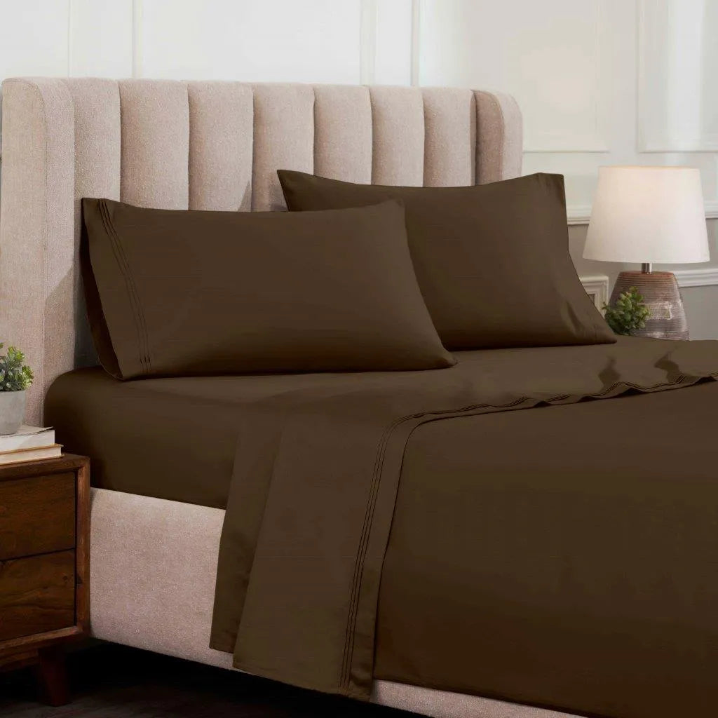 Egyptian Cotton Sateen Sheet Set 1500 Thread Count Mocha - Egyptian Cotton Sheet Set by Superior Brand