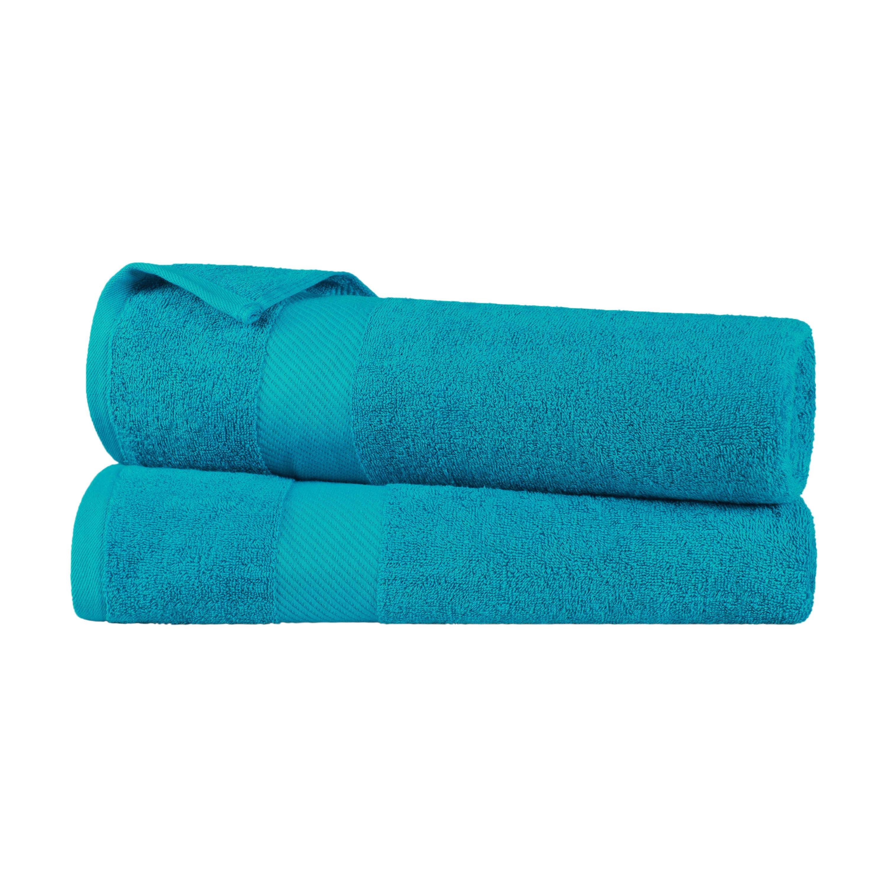 Egyptian Cotton Dobby Border Medium Weight 2 Piece Bath Sheet Set - Bath Sheets by Superior Brand