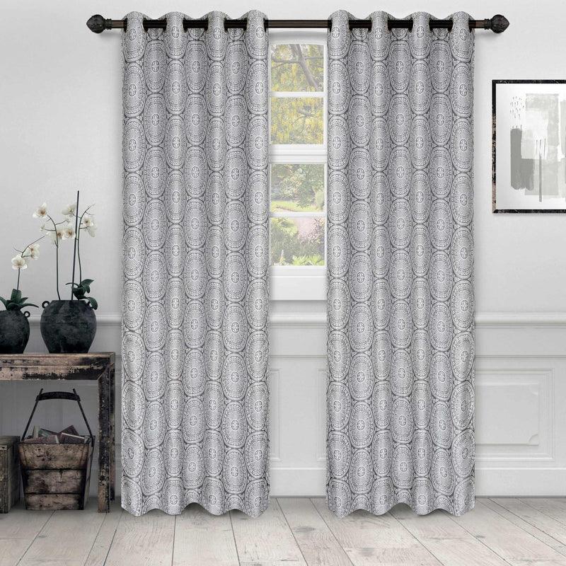 Eminence Jacquard Floral Mandala Semi-Sheer Curtain Panel Set - Semi Sheer Curtains by Superior Brand