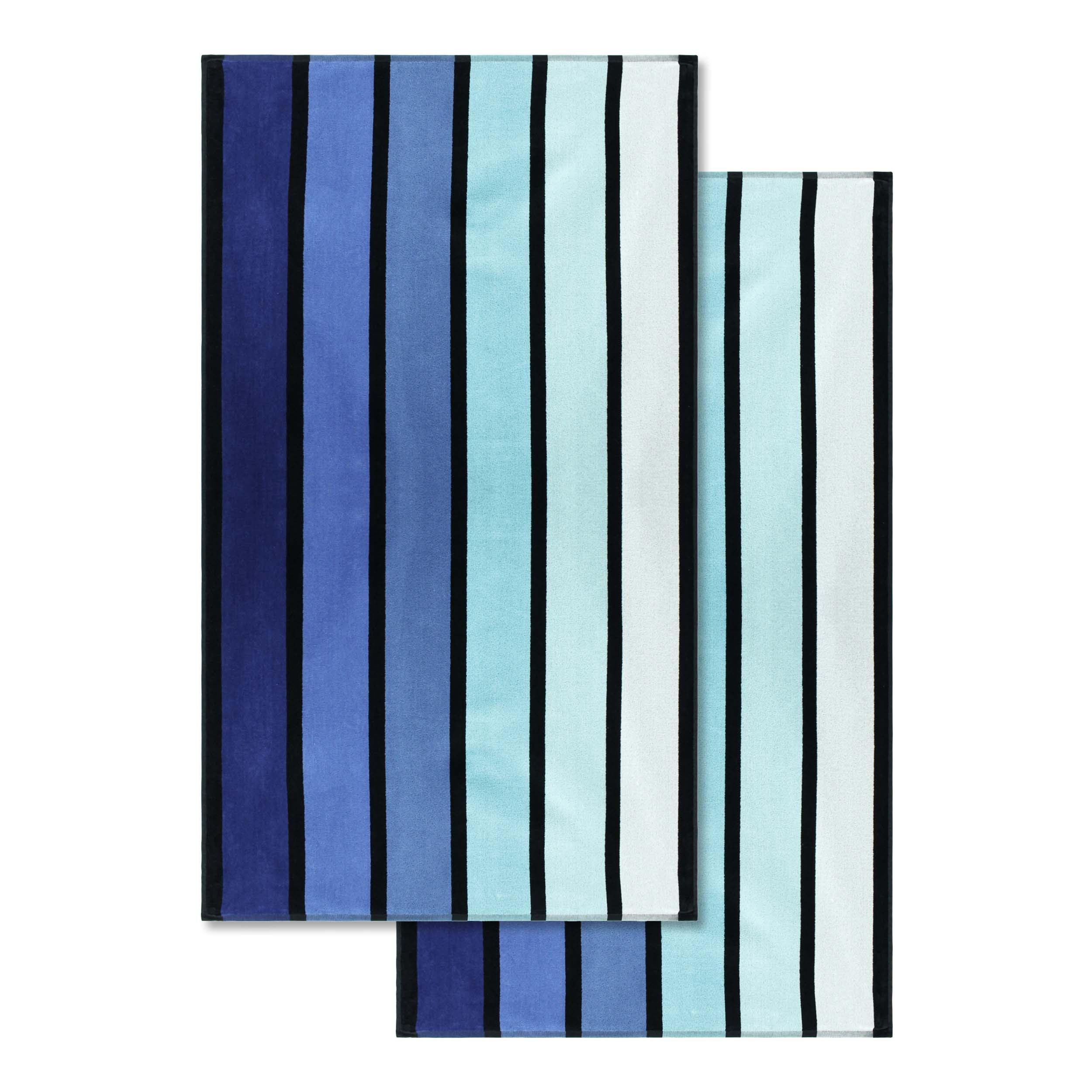 Faded Stripe Cotton Oversized Cotton 2 Piece Beach Towel - Beach Towel by Superior