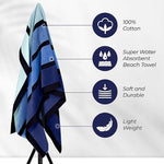 Faded Stripe Cotton Oversized Cotton 4 Piece Beach Towel Set - Beach Towel by Superior