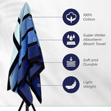 Faded Stripe Cotton Oversized Cotton 4 Piece Beach Towel Set - Beach Towel by Superior
