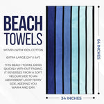 Faded Stripe Cotton Oversized Cotton 4 Piece Beach Towel Set - Beach Towel by Superior