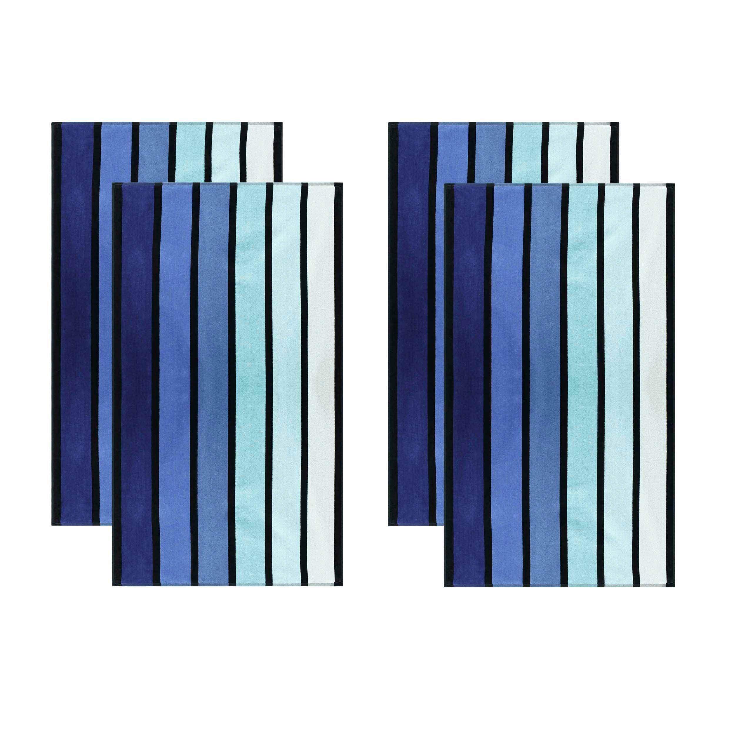 Faded Stripe Cotton Oversized Cotton 4 Piece Beach Towel Set - Beach Towel by Superior