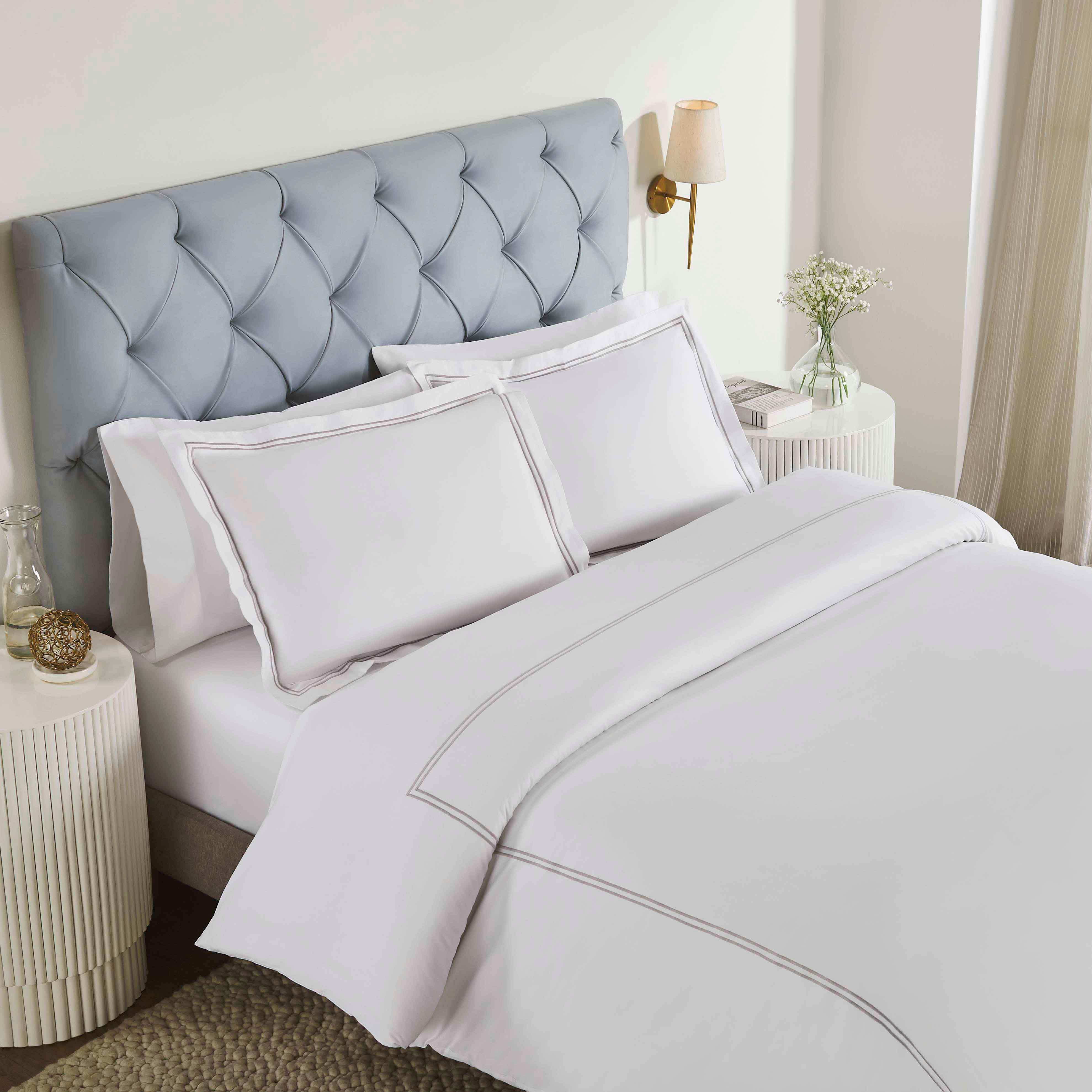 Fieldstone Cotton Two-Line Embroidered 3 Piece Duvet Cover Set - Duvet Cover Set by Superior Brand