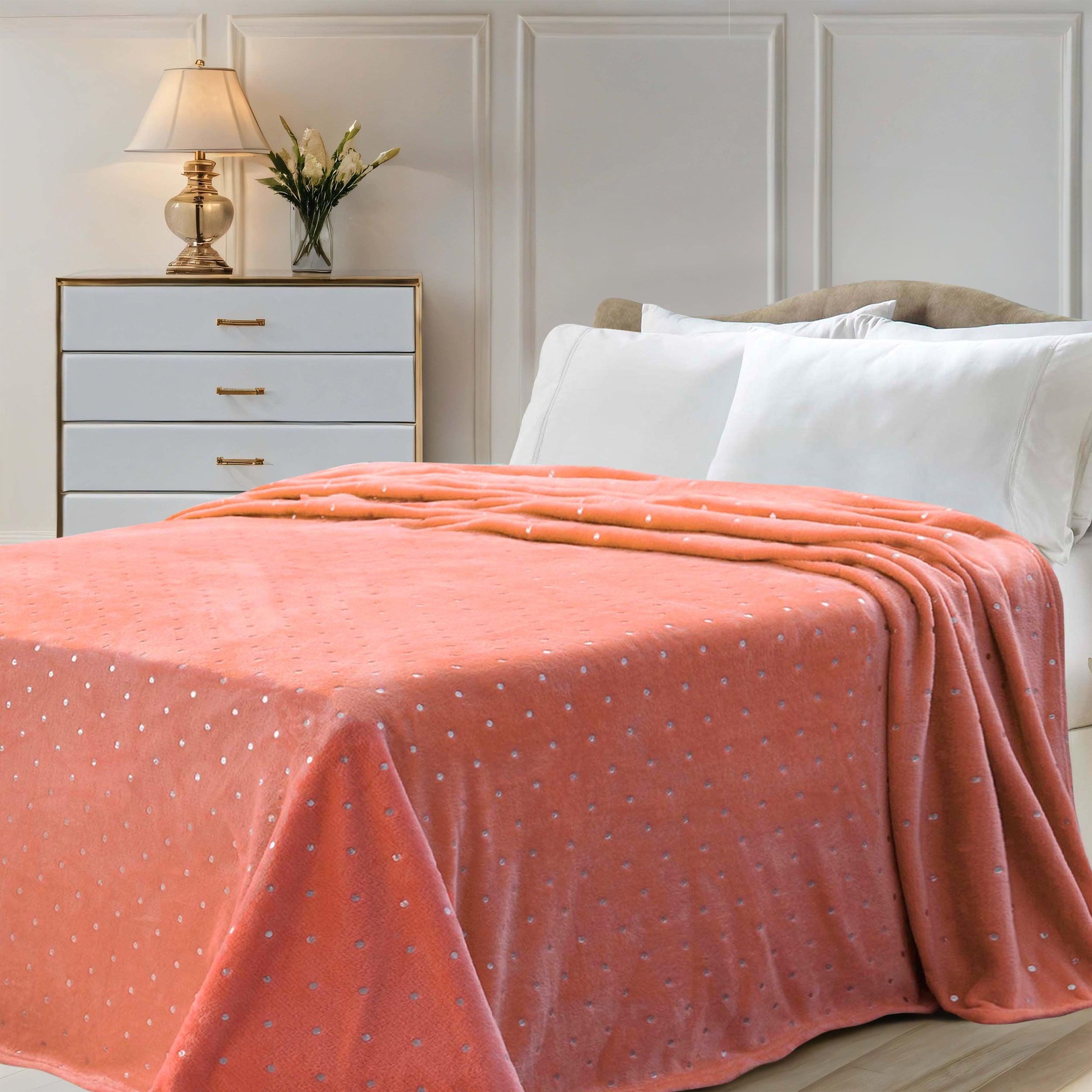 Fleece Plush Medium Weight Fluffy Soft Decorative Polka Dot Blanket - Blanket by Superior Brand