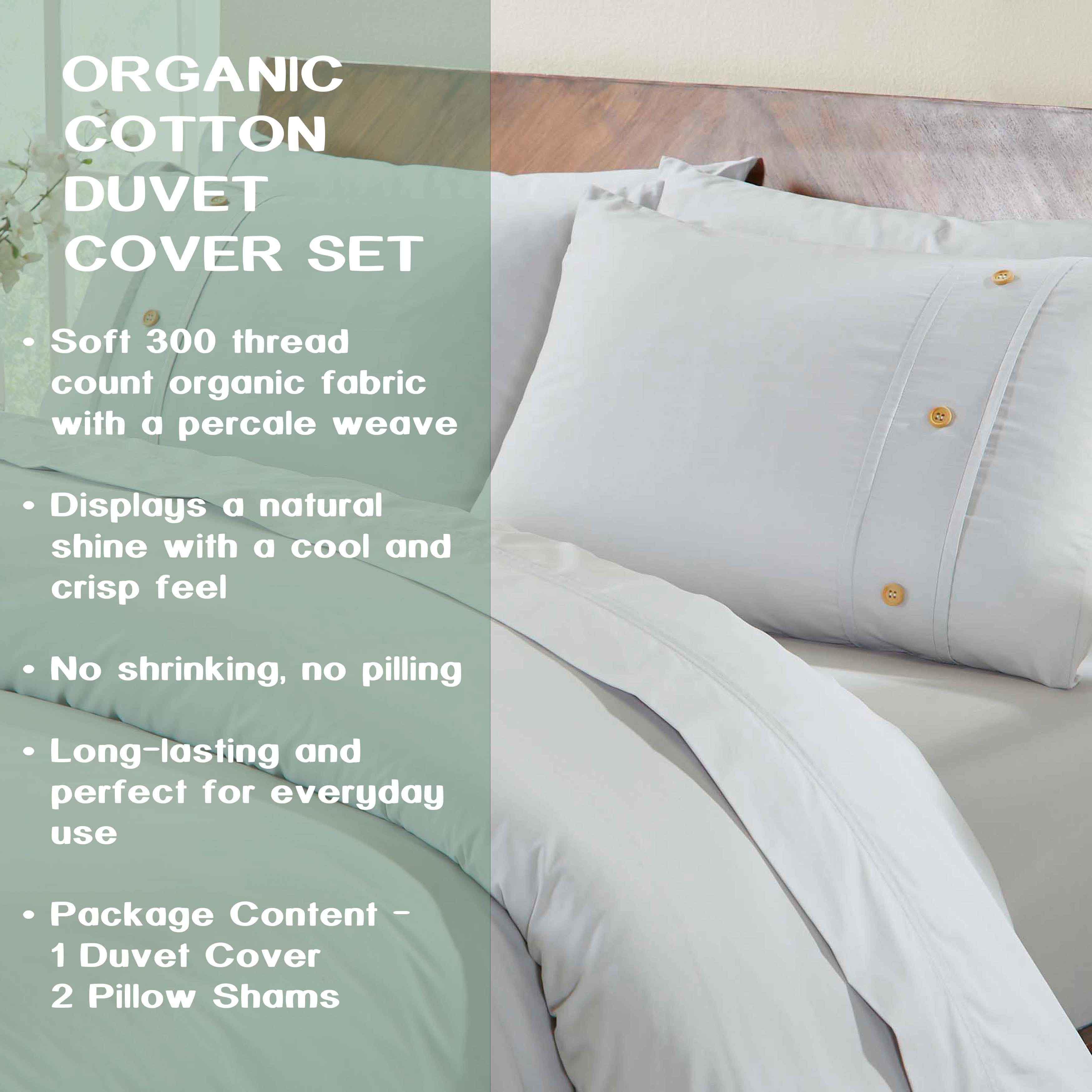 Gina Organic Cotton 300 Thread Count Percale 3 Piece Duvet Cover Set - Duvet Cover Set by Superior