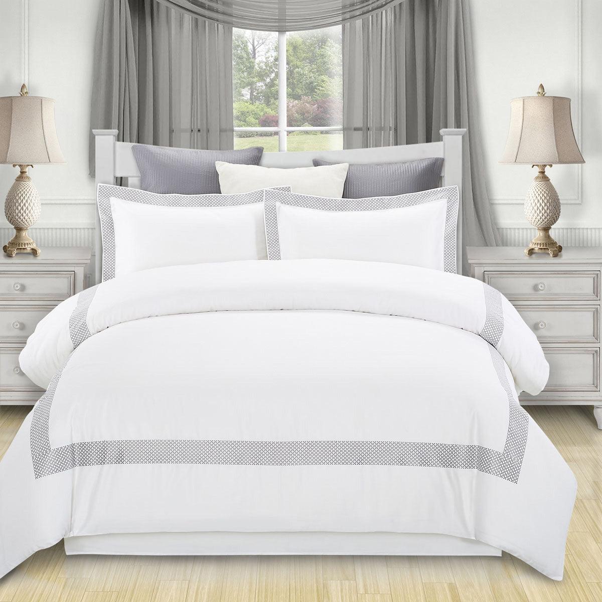 Glenmont Embroidered Duvet Cover Set White - Duvet Cover Set by Superior Brand