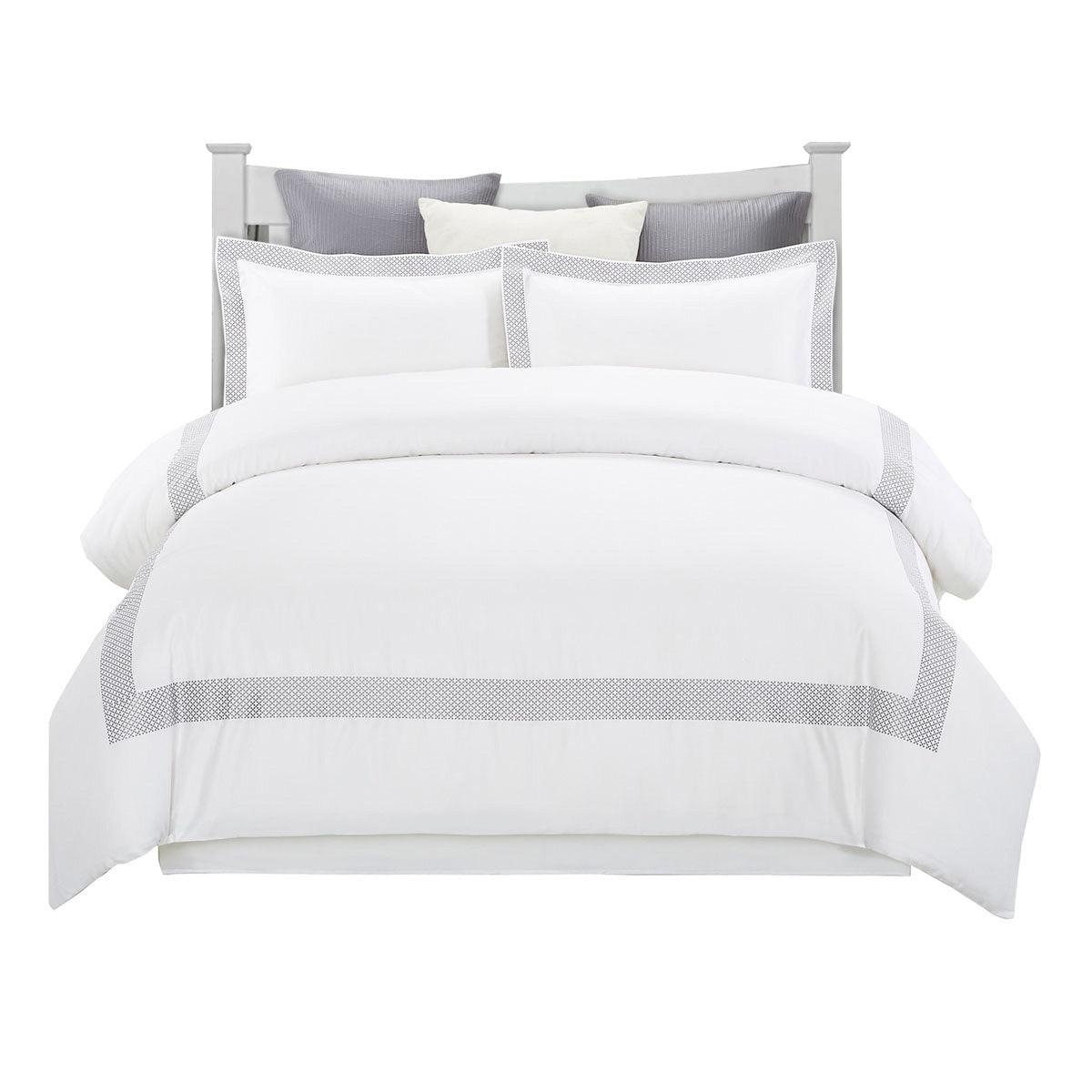 Glenmont Embroidered Duvet Cover Set White - Duvet Cover Set by Superior Brand