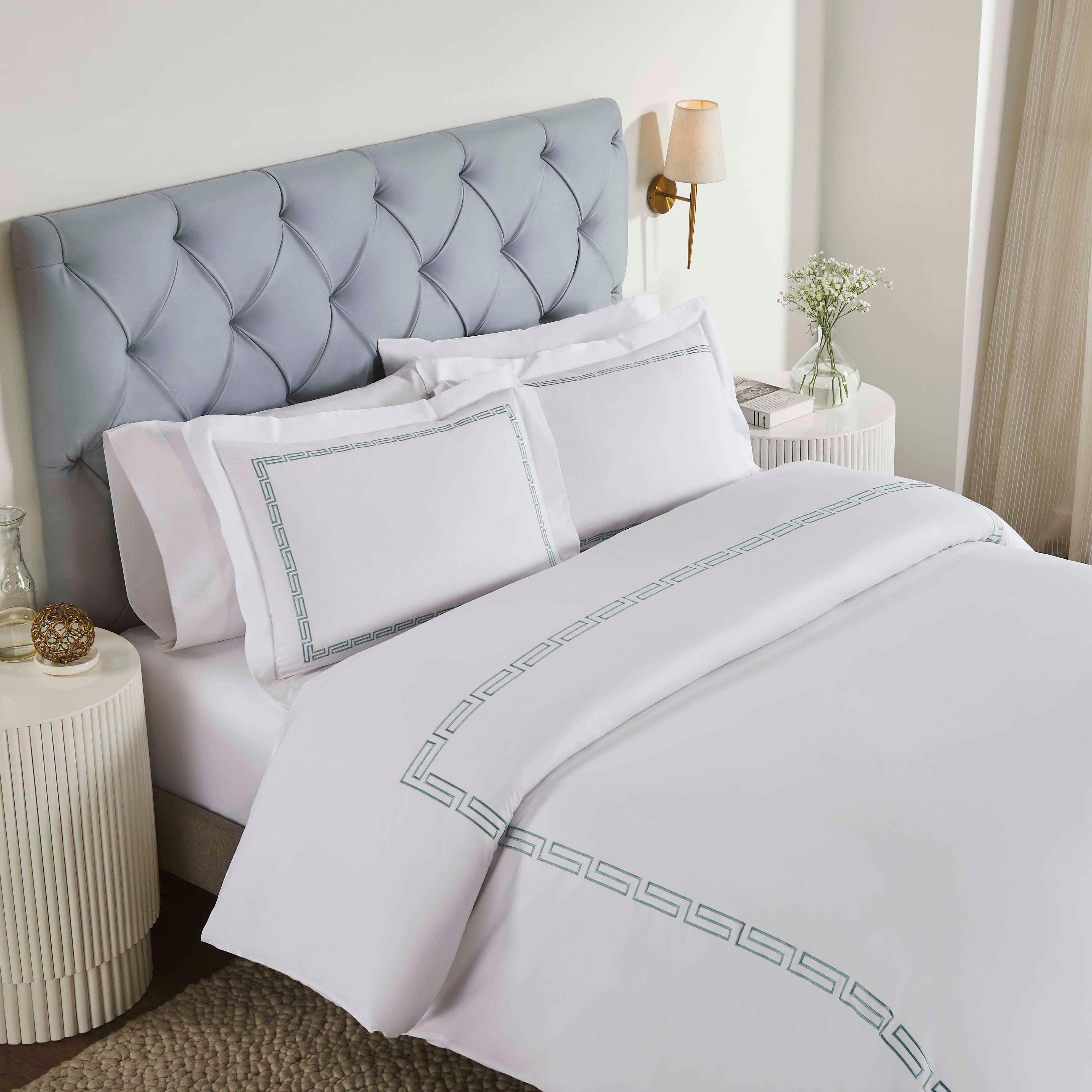 100% Cotton Greek Key Embroidered Duvet Cover Set - Duvet Cover Set by Superior Brand