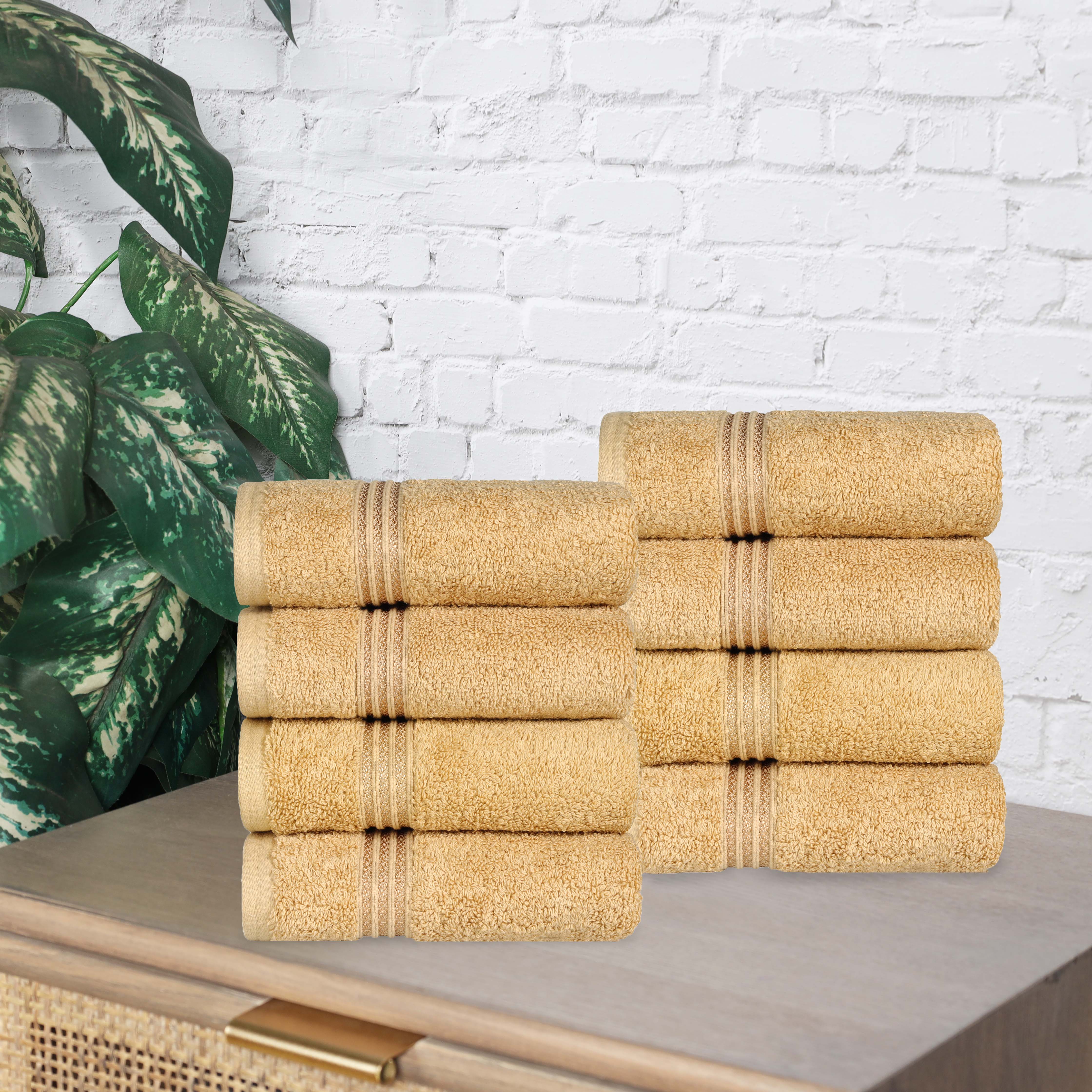Heritage Egyptian Cotton Plush Thick Absorbent Hand Towel Set of 8 - Egyptian Cotton Hand Towel by Superior