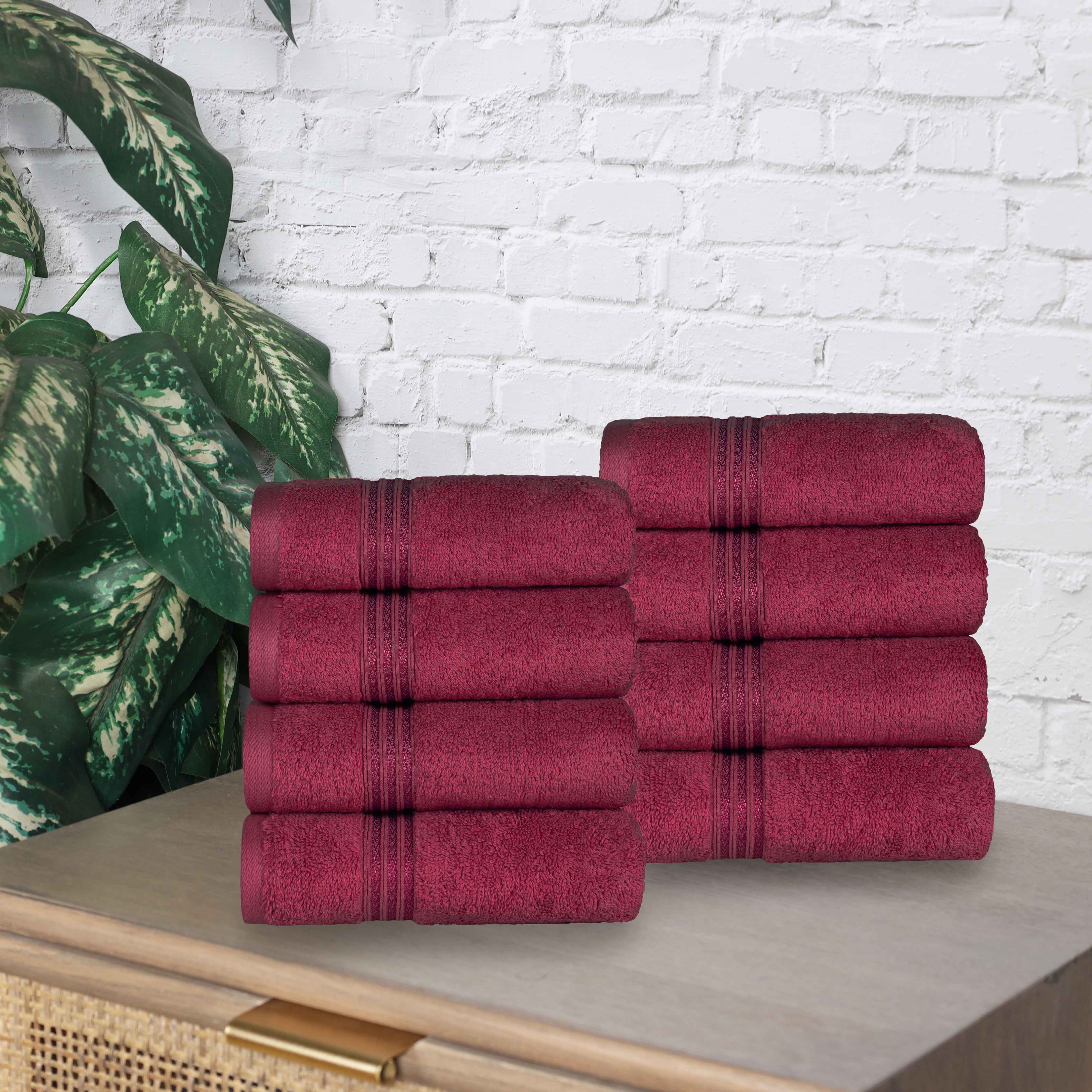 Heritage Egyptian Cotton Plush Thick Absorbent Hand Towel Set of 8 - Egyptian Cotton Hand Towel by Superior