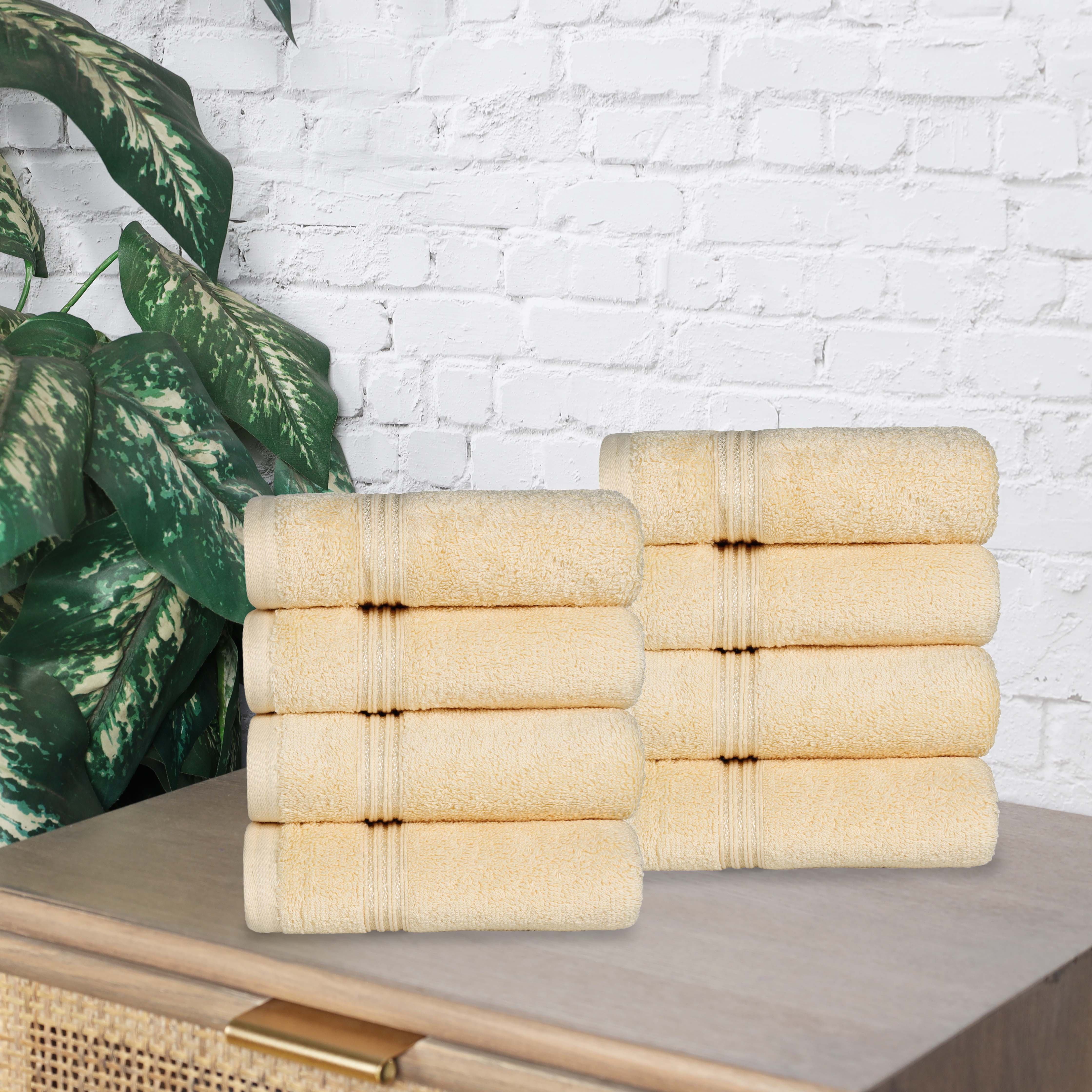 Heritage Egyptian Cotton Plush Thick Absorbent Hand Towel Set of 8 - Egyptian Cotton Hand Towel by Superior