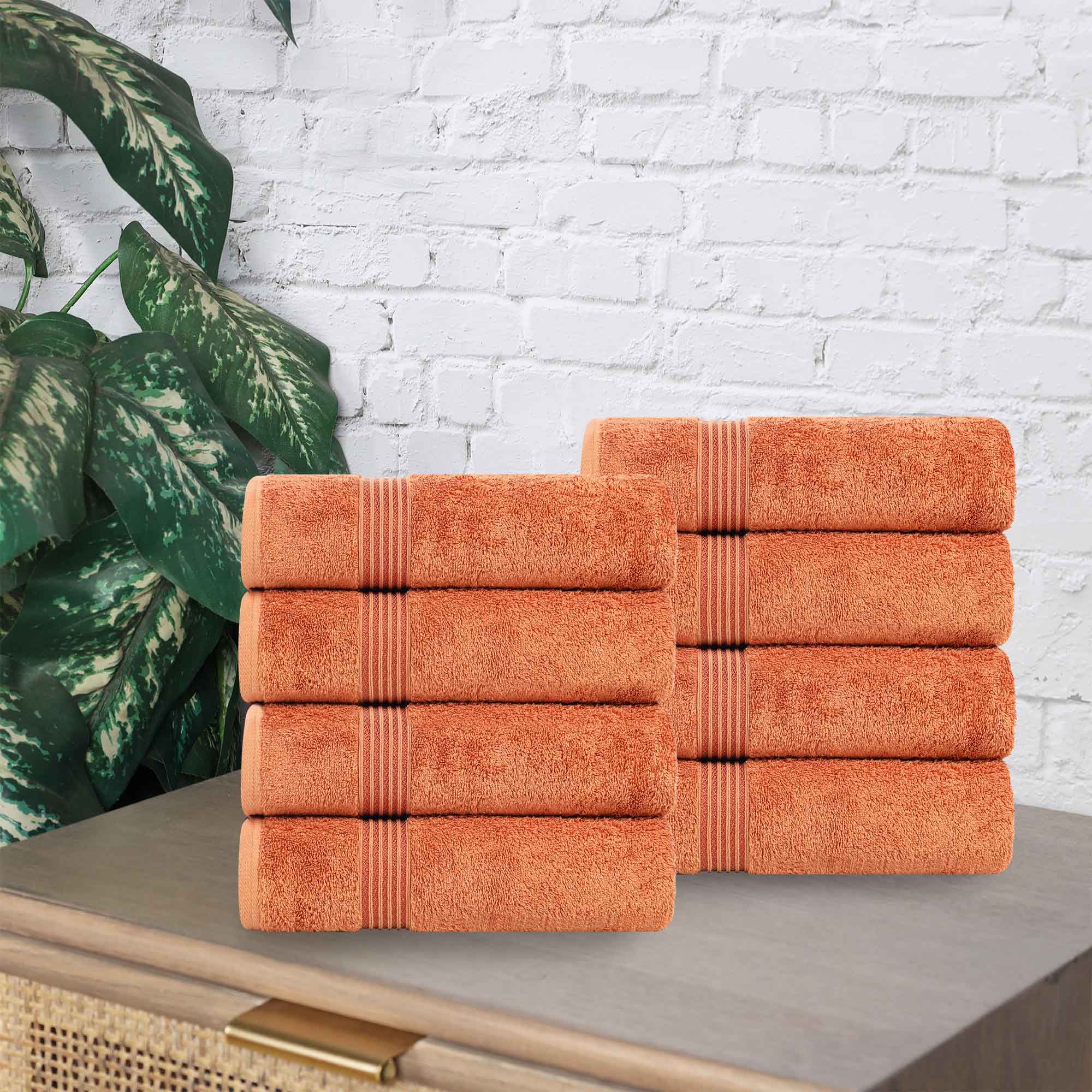 Heritage Egyptian Cotton Plush Thick Absorbent Hand Towel Set of 8 - Egyptian Cotton Hand Towel by Superior