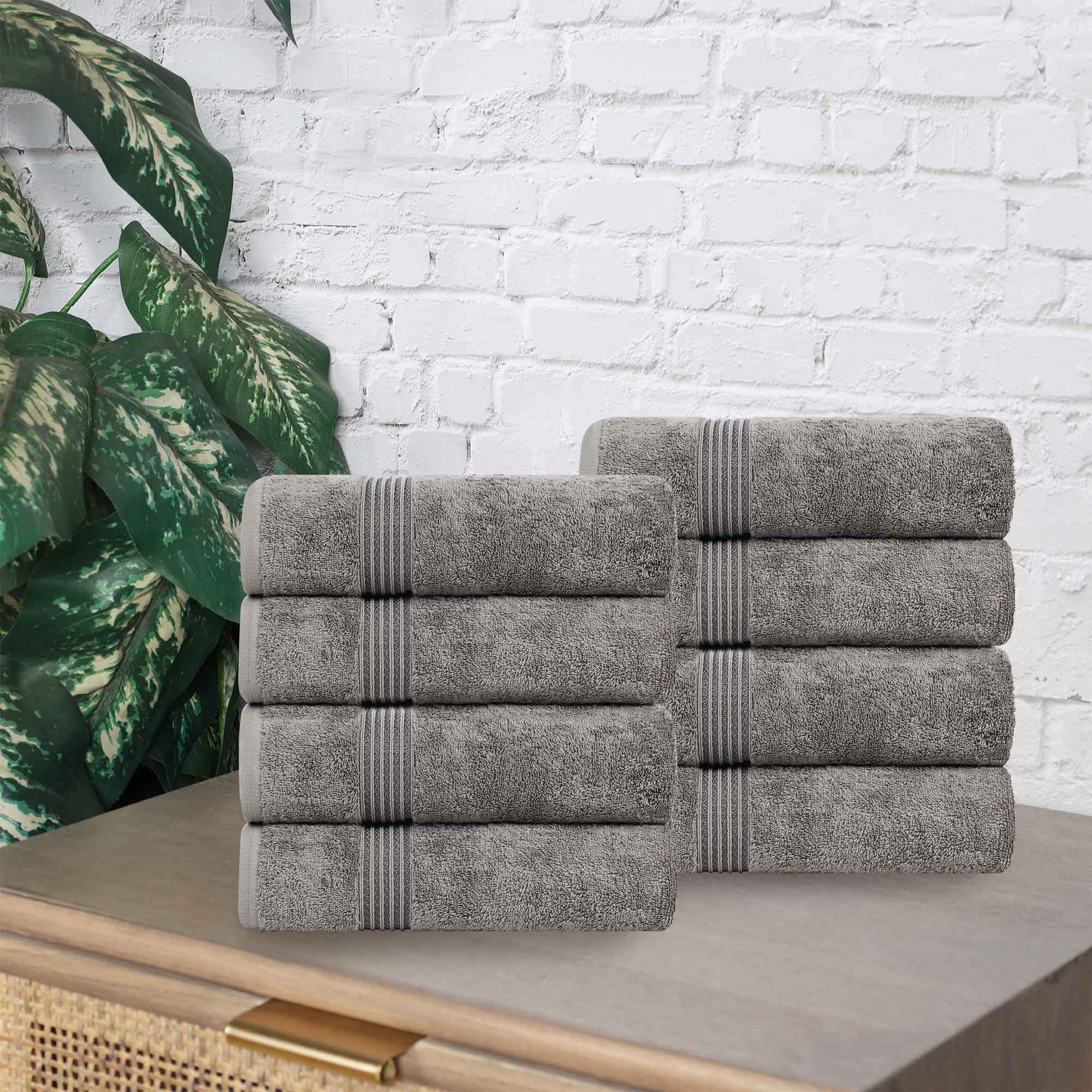 Heritage Egyptian Cotton Plush Thick Absorbent Hand Towel Set of 8 - Egyptian Cotton Hand Towel by Superior