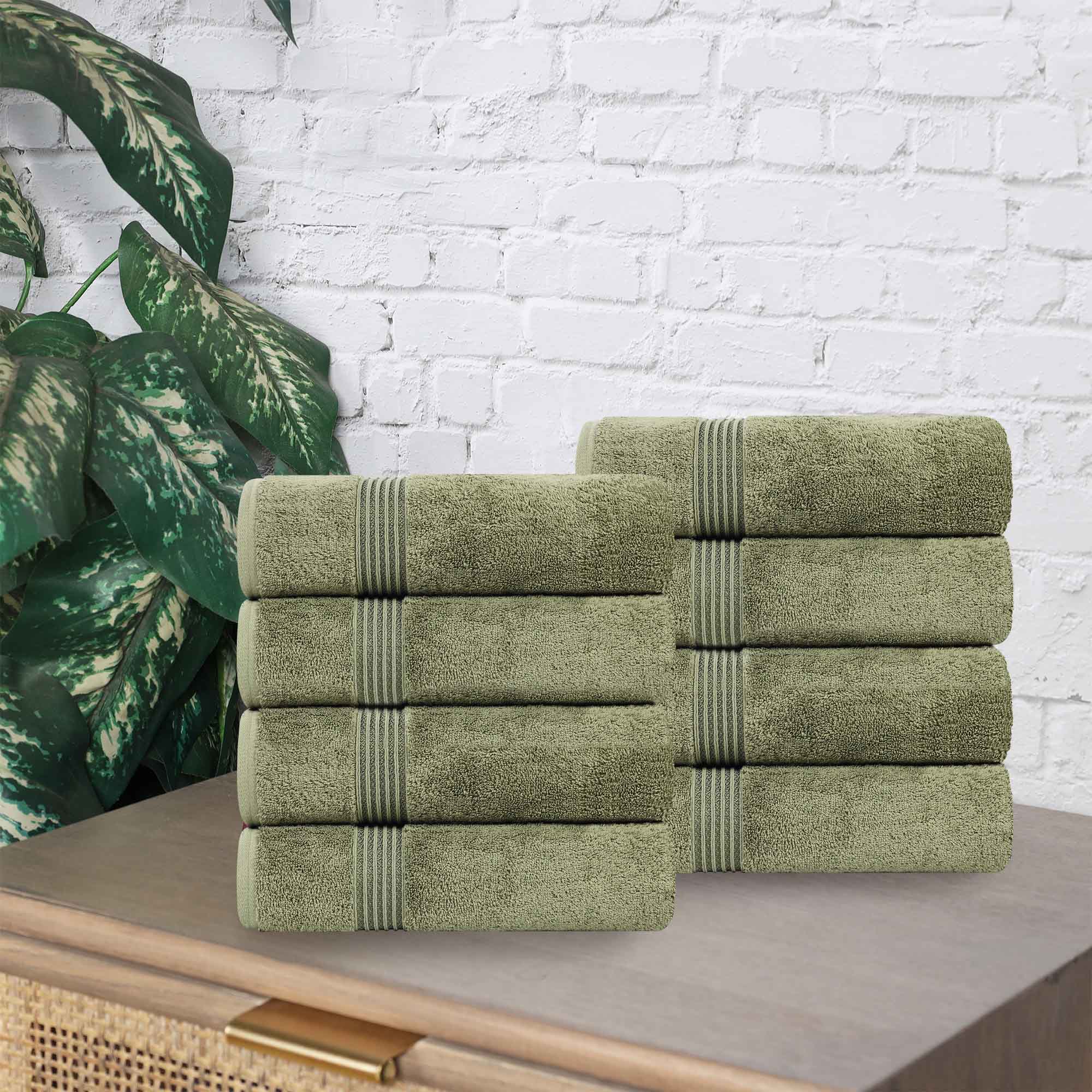 Heritage Egyptian Cotton Plush Thick Absorbent Hand Towel Set of 8 - Egyptian Cotton Hand Towel by Superior