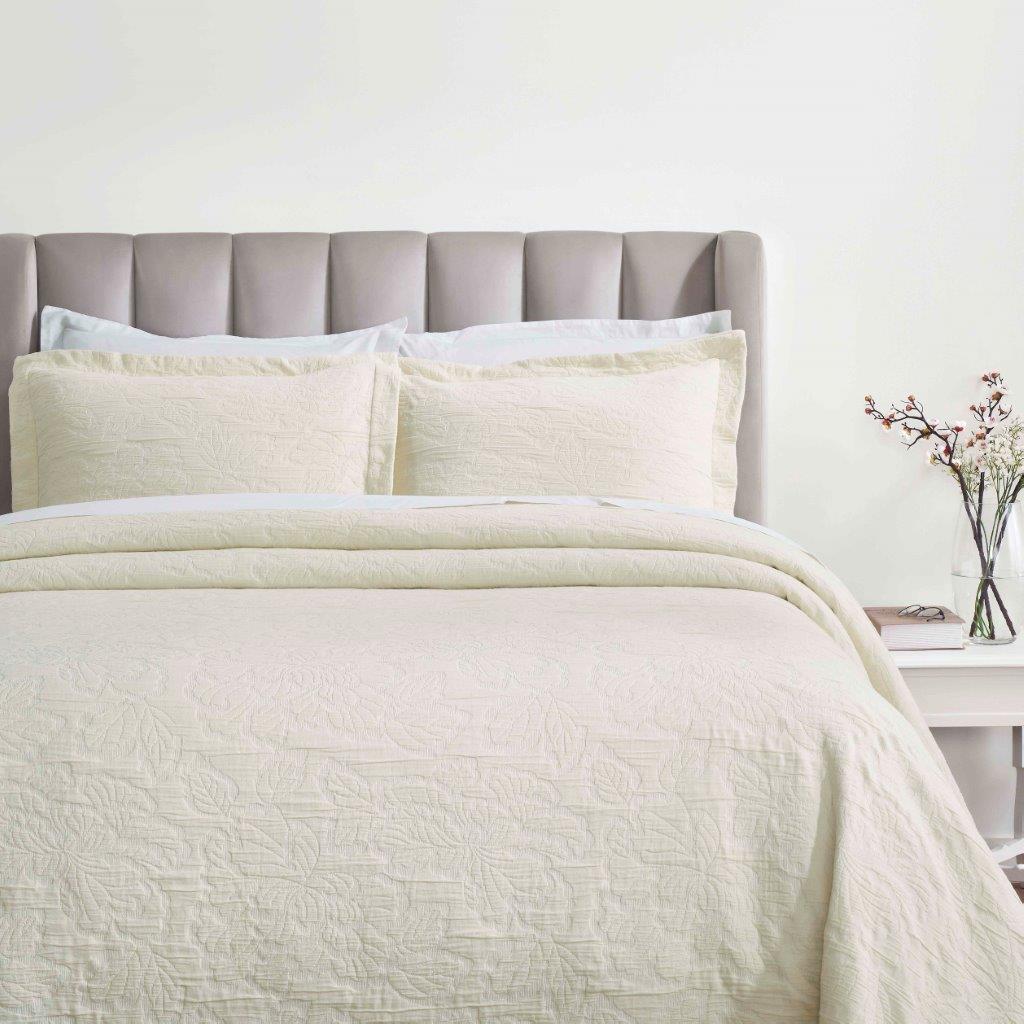 Hibiscus Cotton Medium Weight Matelasse Woven Floral Bedspread Set - Bedspread by Superior Brand