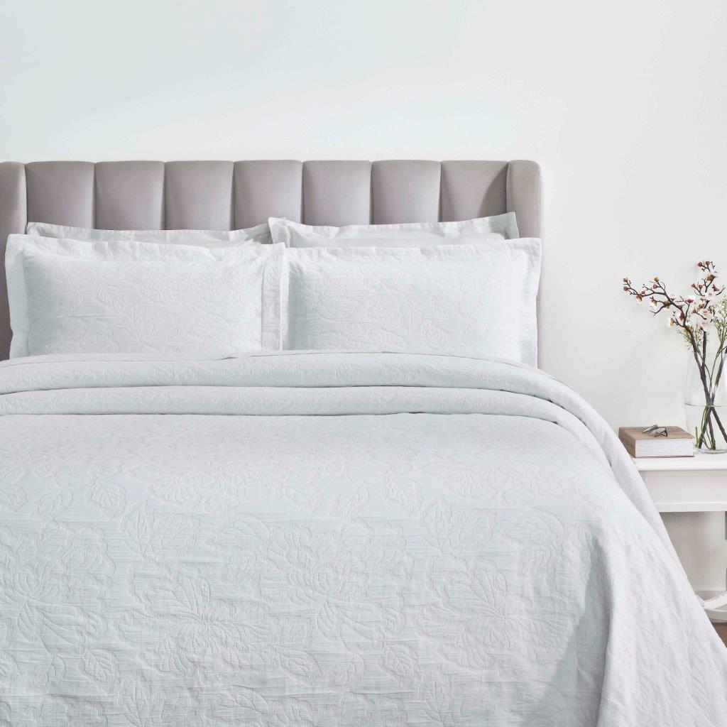 Hibiscus Cotton Medium Weight Matelasse Woven Floral Bedspread Set - Bedspread by Superior Brand