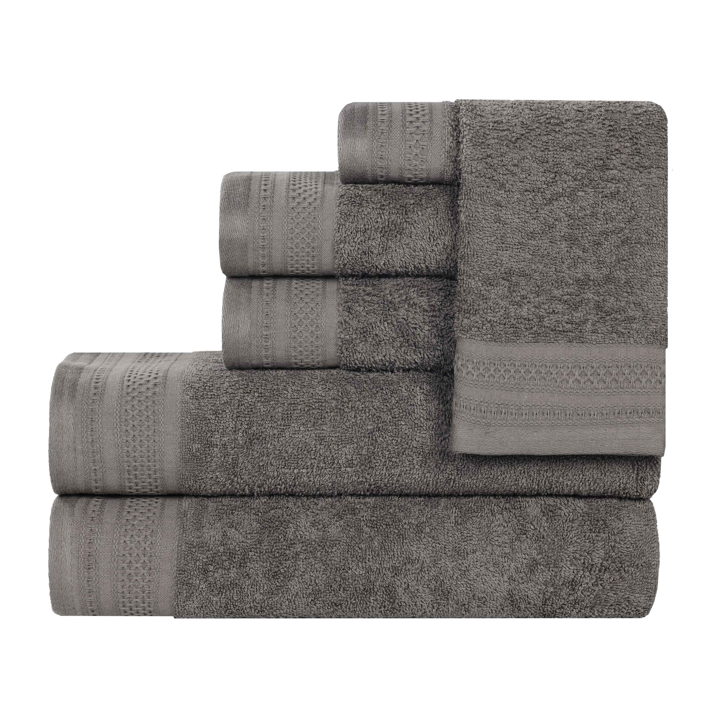 Honeycomb Textured Waffle Border Cotton 6 Piece Towel Set - Towel Set by Superior Brand