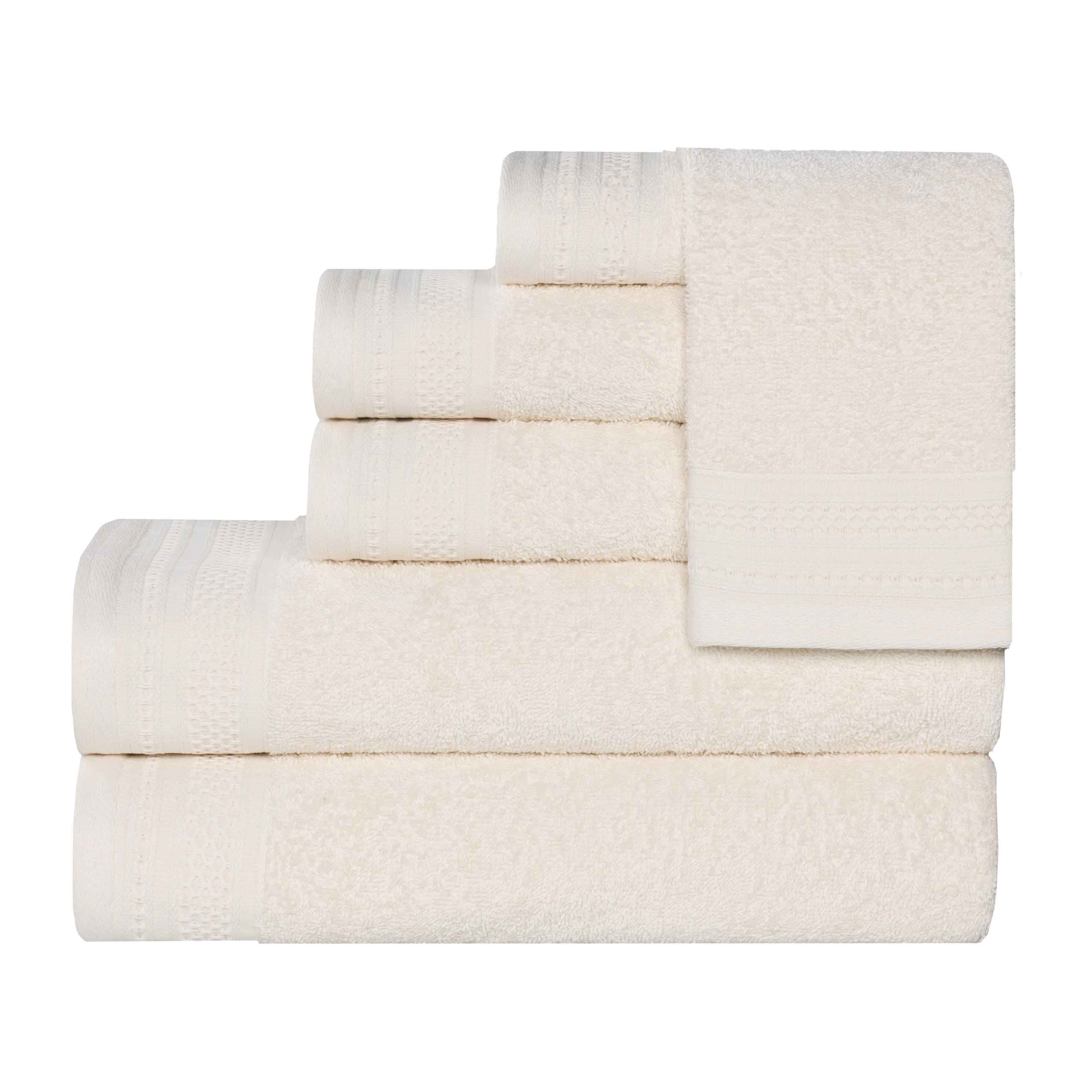 Honeycomb Textured Waffle Border Cotton 6 Piece Towel Set - Towel Set by Superior Brand