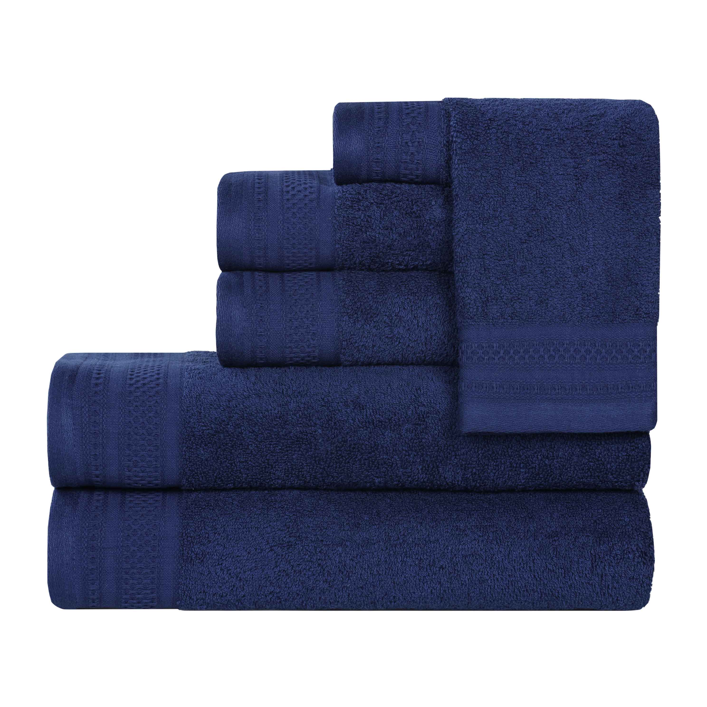 Honeycomb Textured Waffle Border Cotton 6 Piece Towel Set - Towel Set by Superior Brand