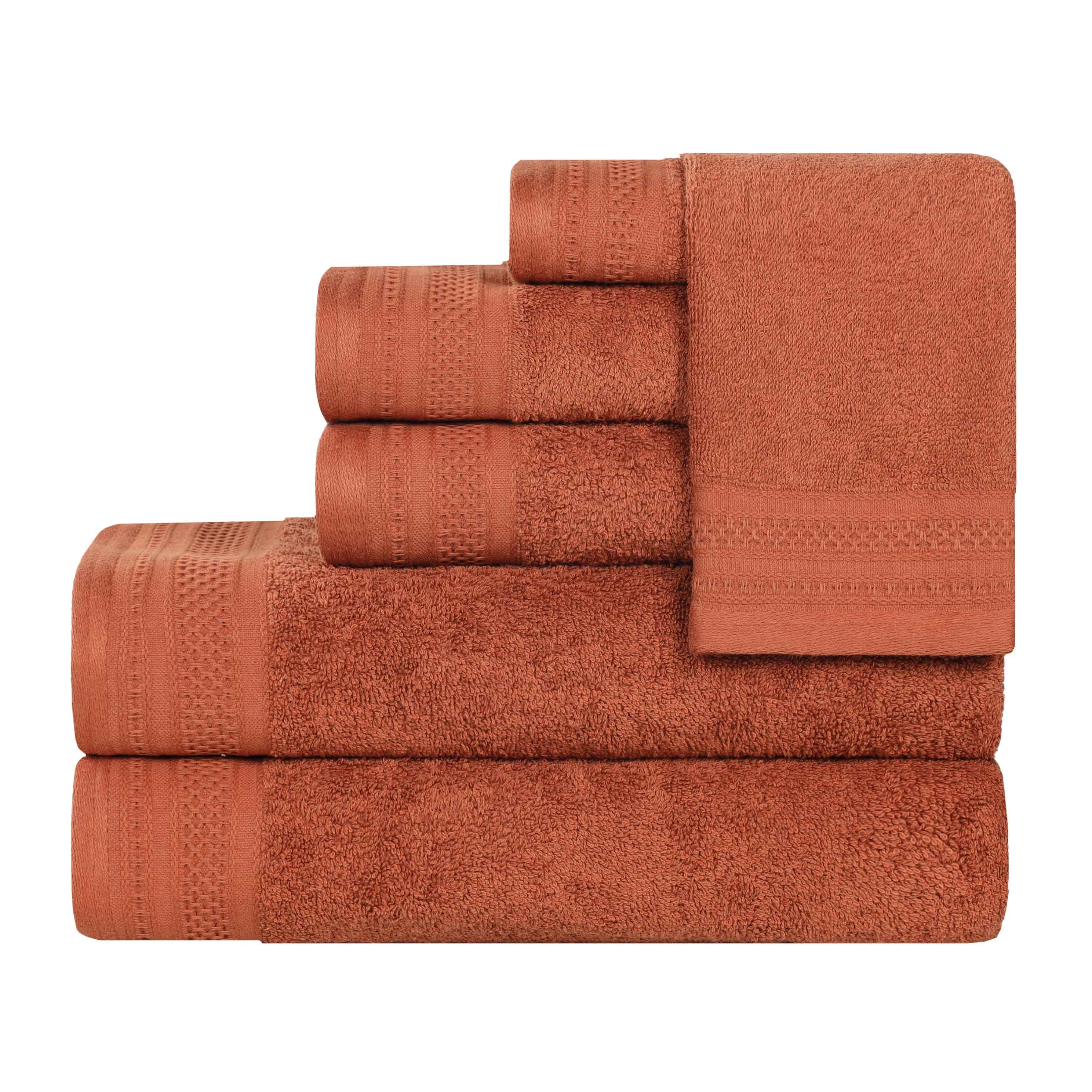 Honeycomb Textured Waffle Border Cotton 6 Piece Towel Set - Towel Set by Superior Brand